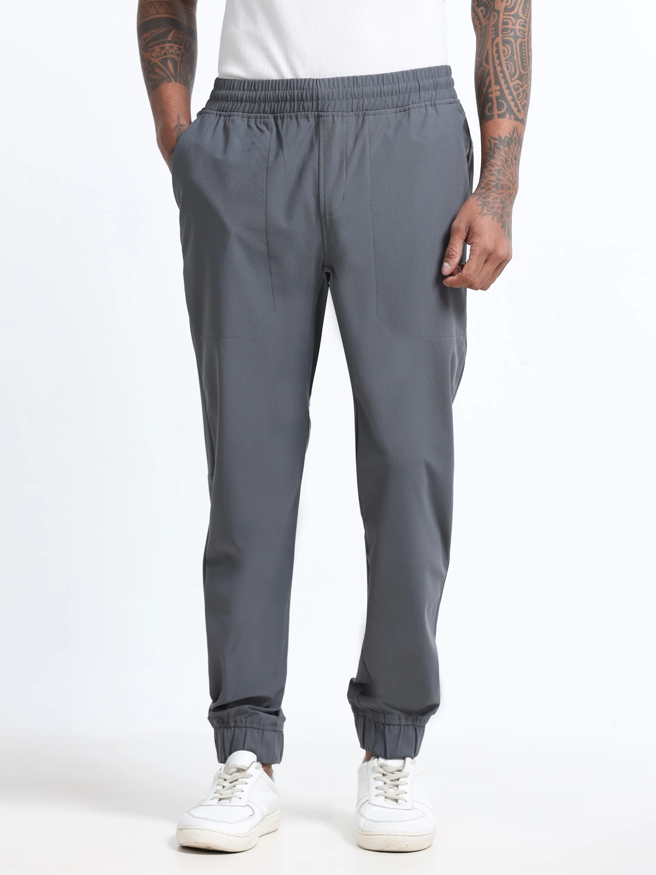 Men Grey Regular Fit Joggers - Image 7