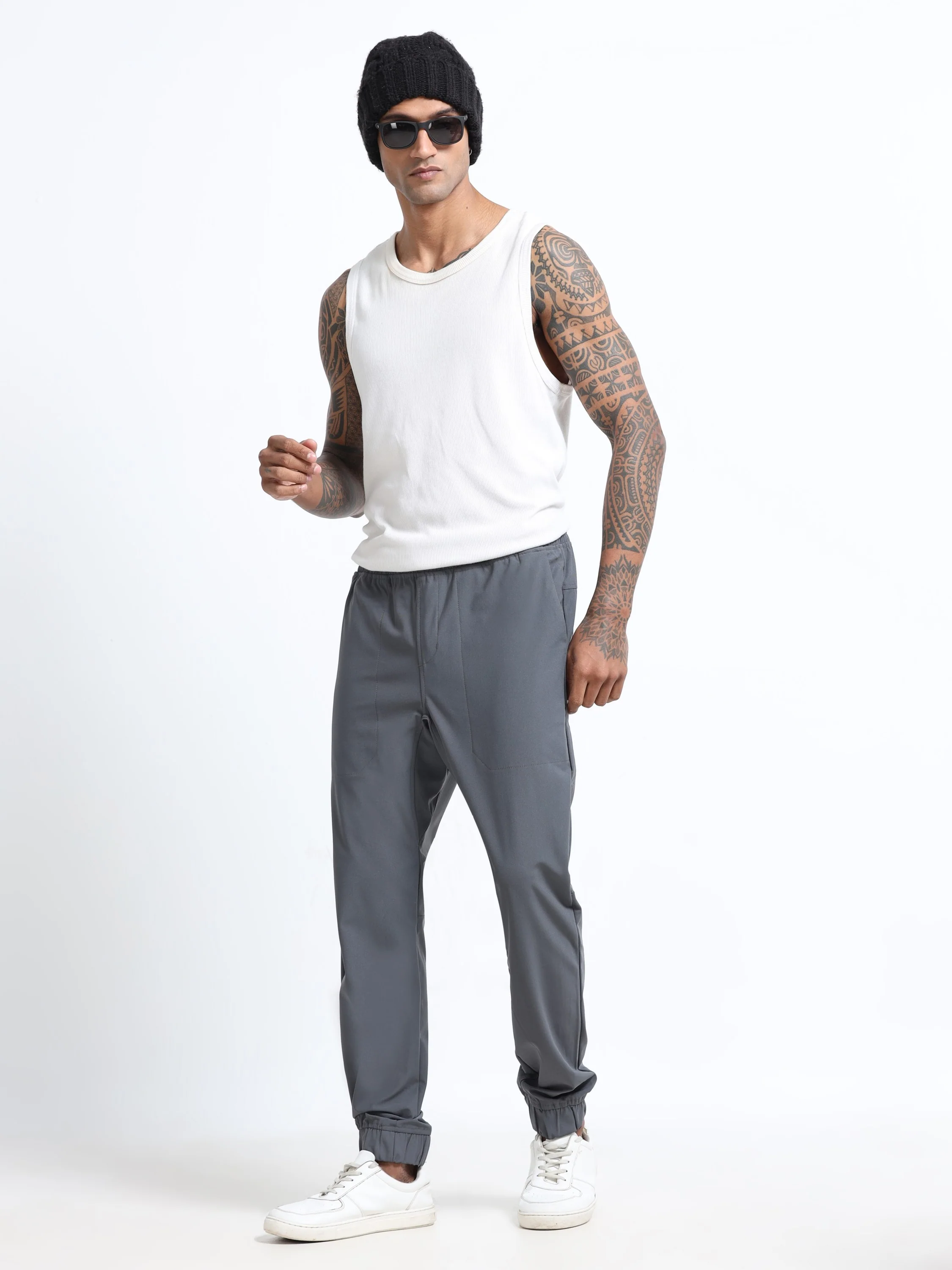 Men Grey Regular Fit Joggers - Image 8