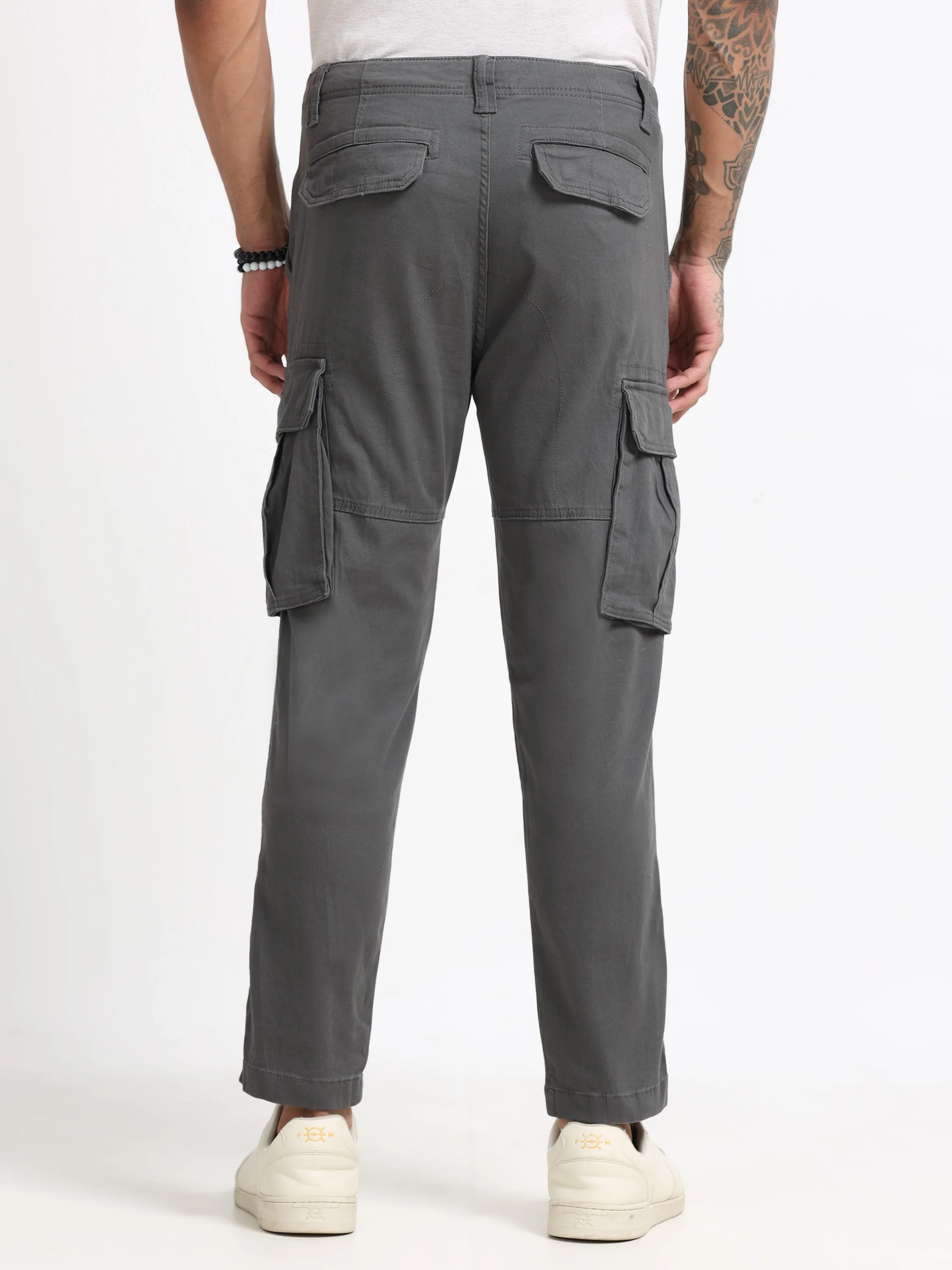 Men Dark Grey Cargo Pants - Image 3