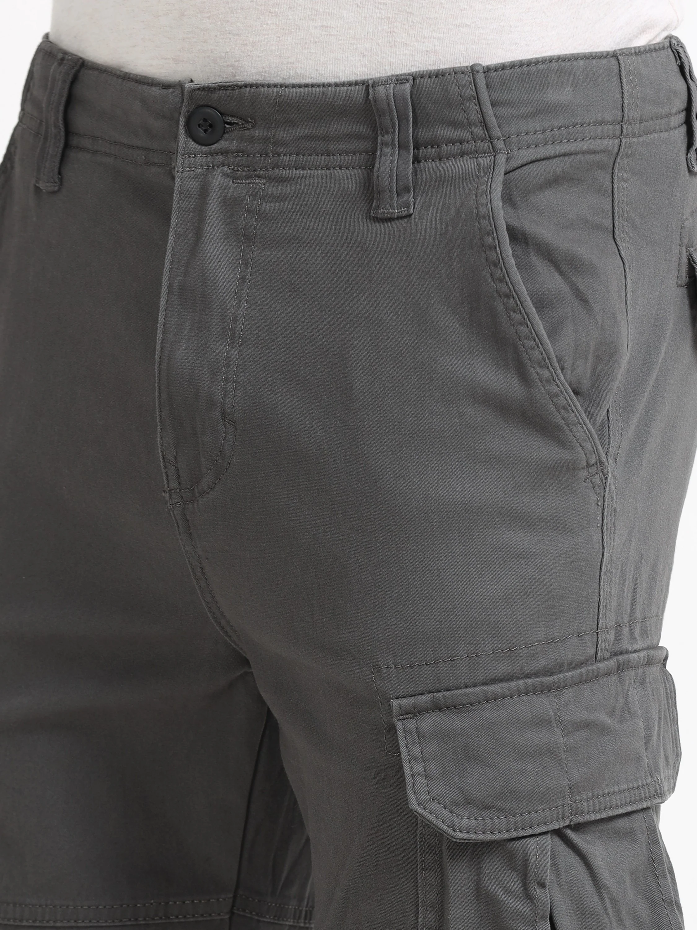 Men Dark Grey Cargo Pants - Image 5