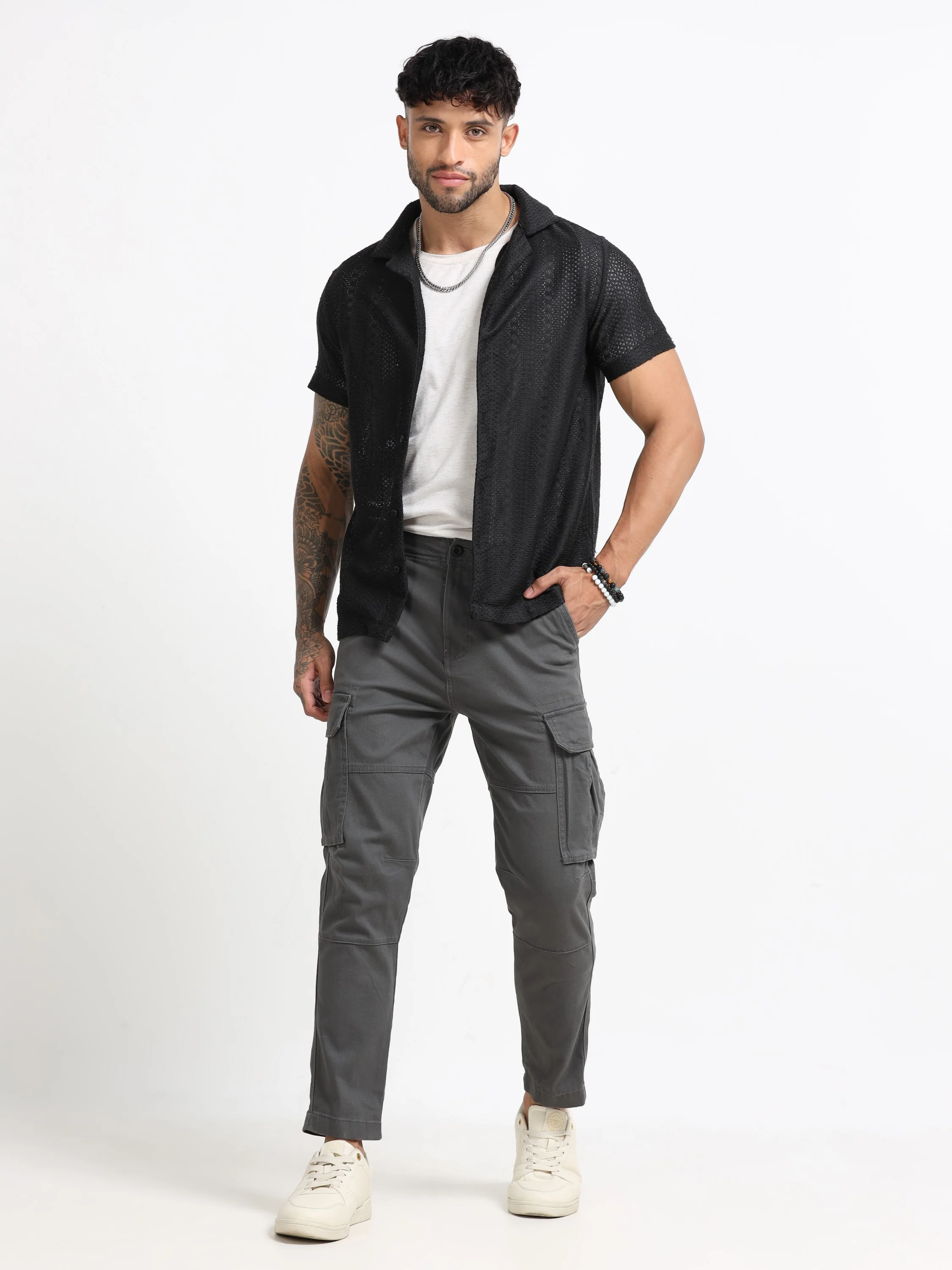 Men Dark Grey Cargo Pants - Image 8