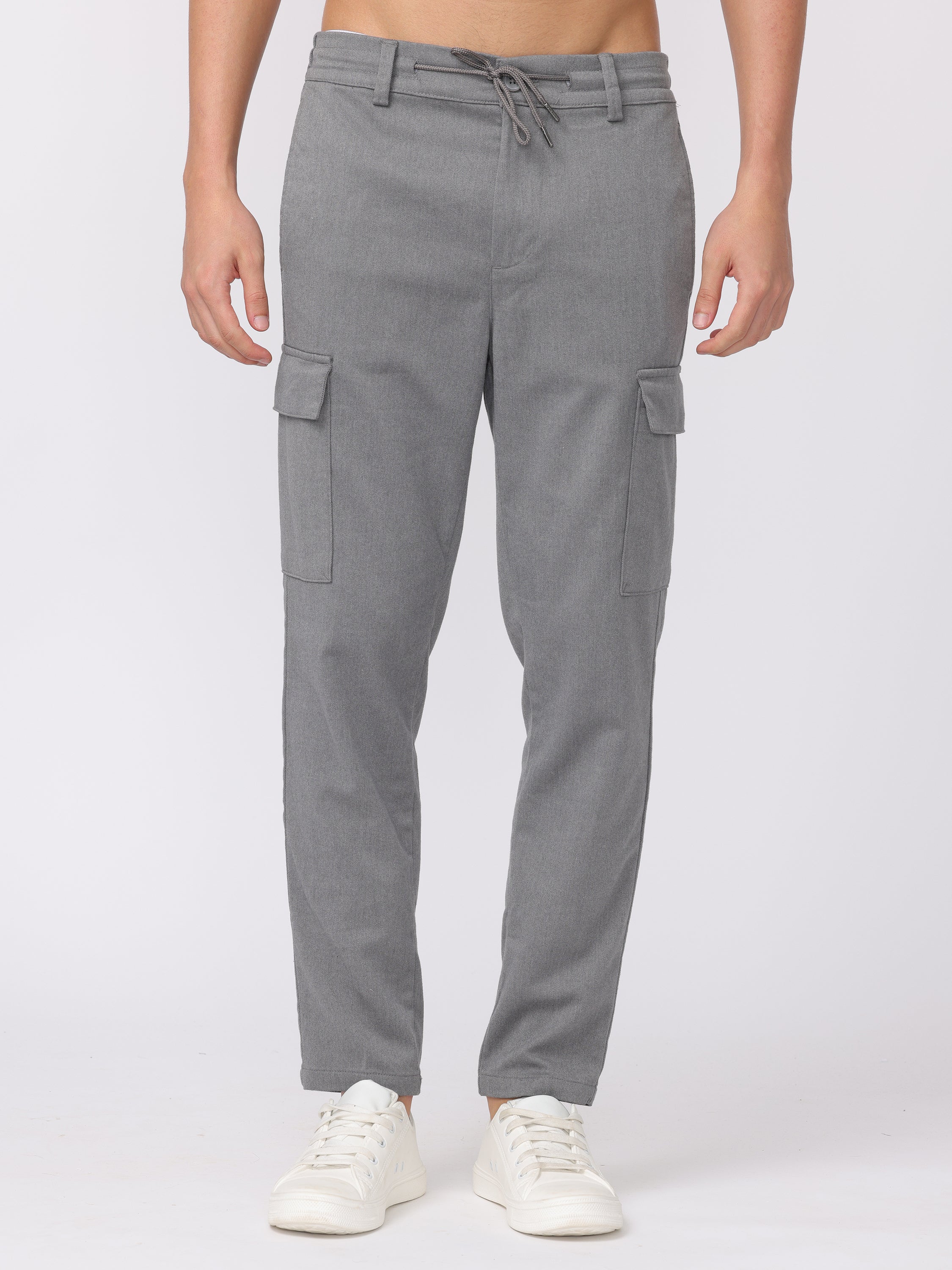 Men Grey Regular Fit Cargo Pants - Image 3