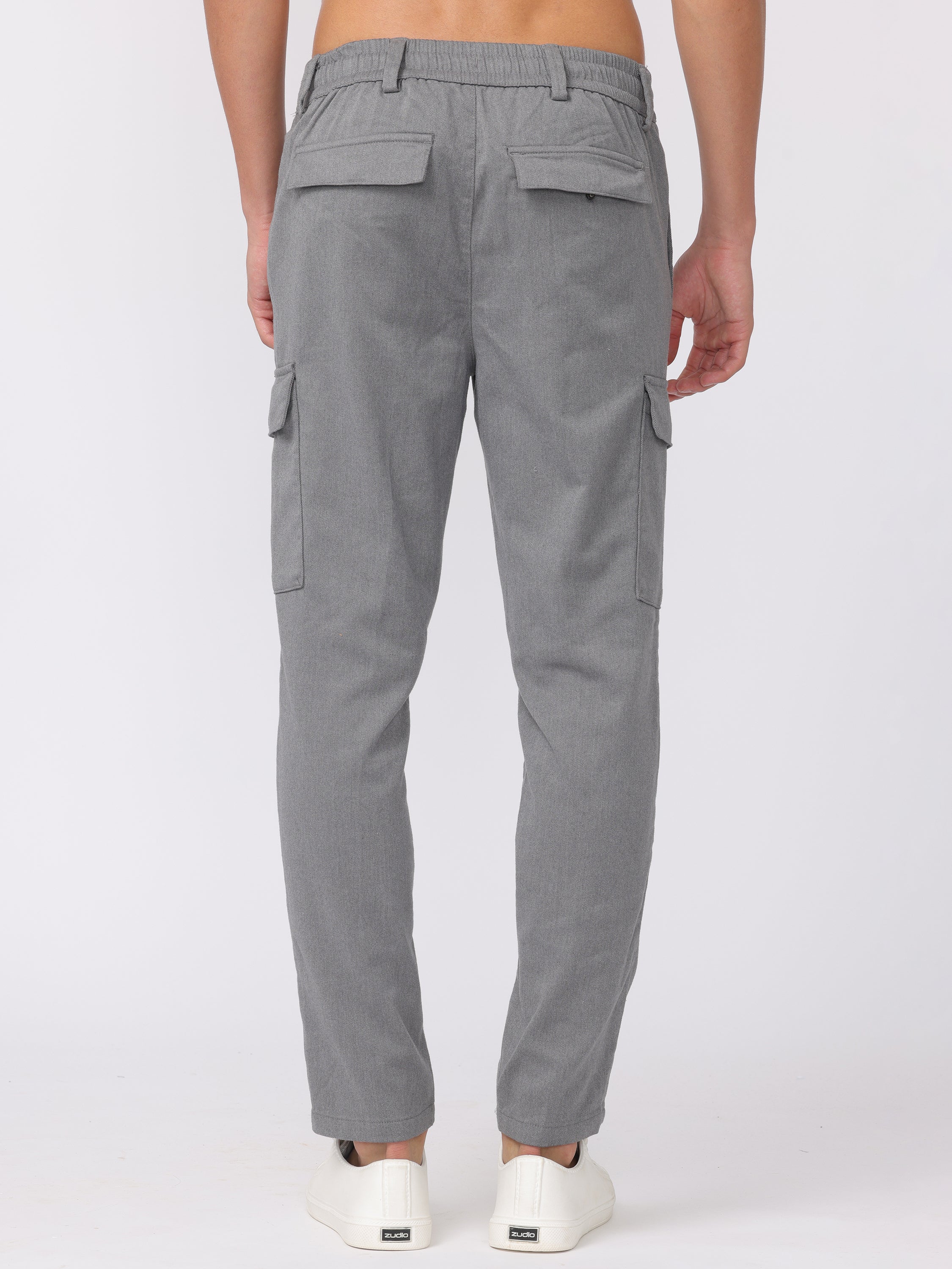 Men Grey Regular Fit Cargo Pants - Image 5