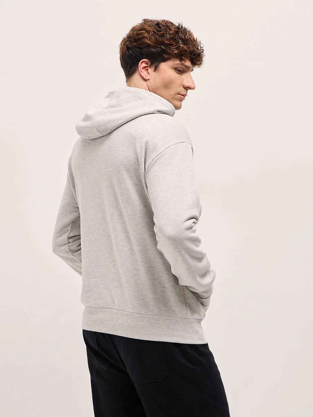 Men Grey Relaxed Fit Hoodie - Image 2