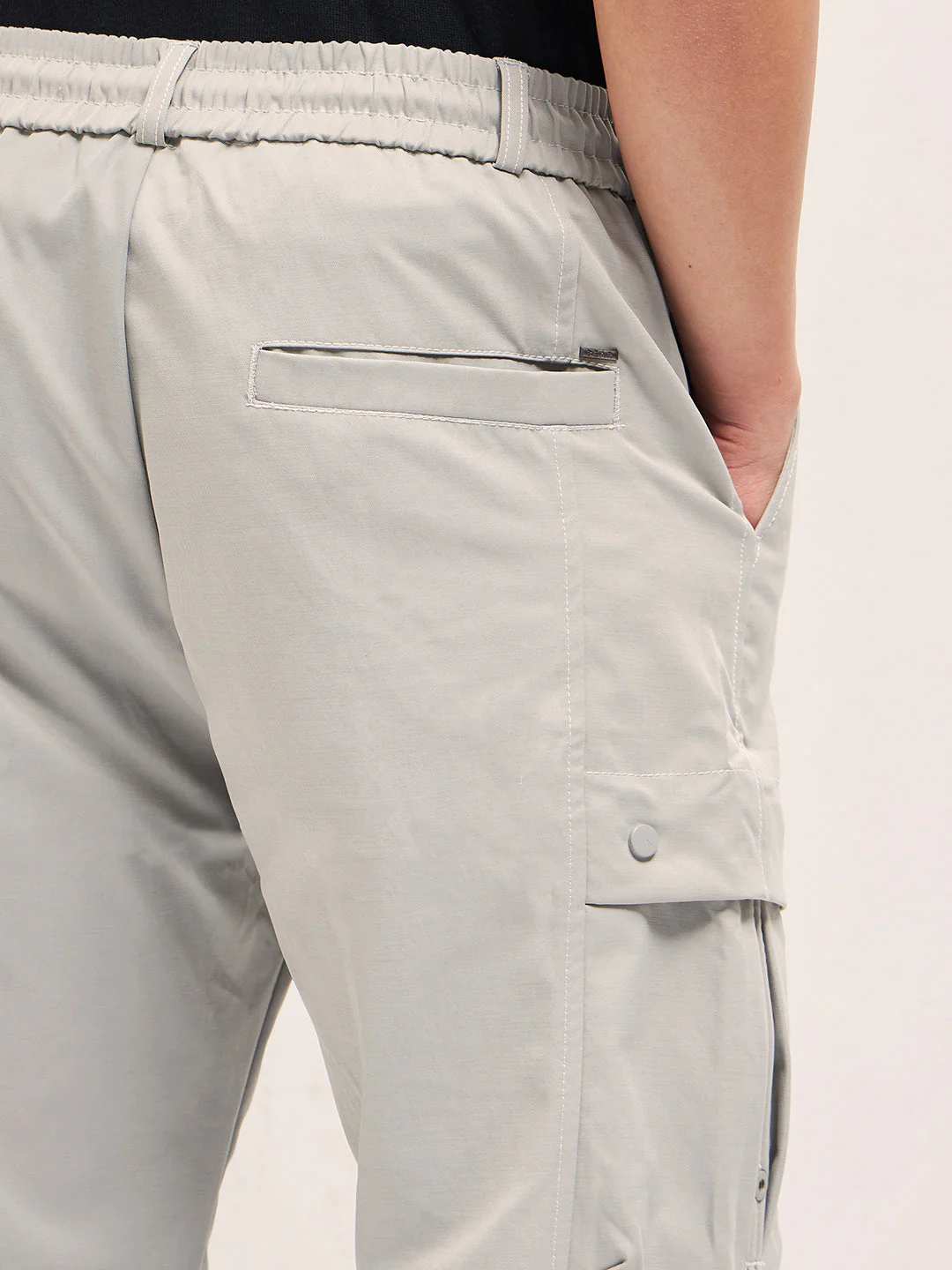 Men Grey Relaxed Fit Polyester Cargo Pants - Image 6
