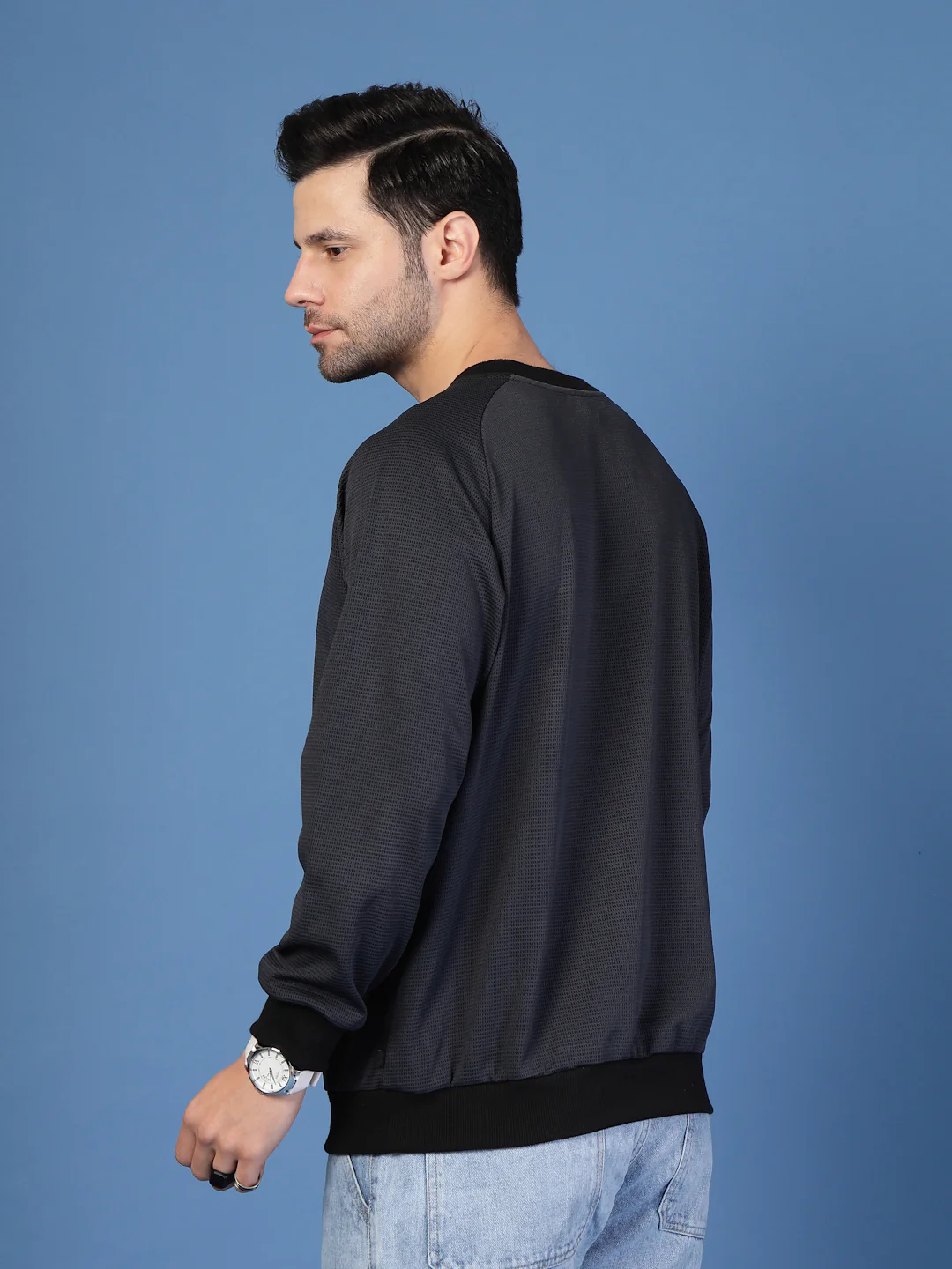 Men Grey Round Neck Sweatshirt - Image 2
