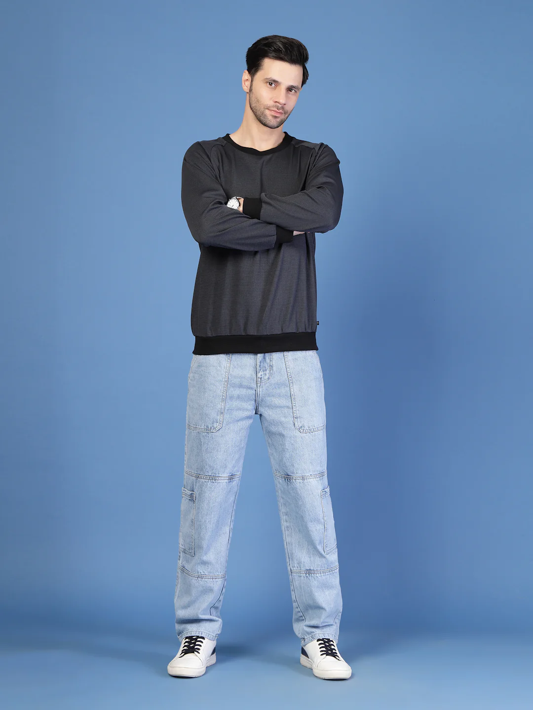 Men Grey Round Neck Sweatshirt - Image 4