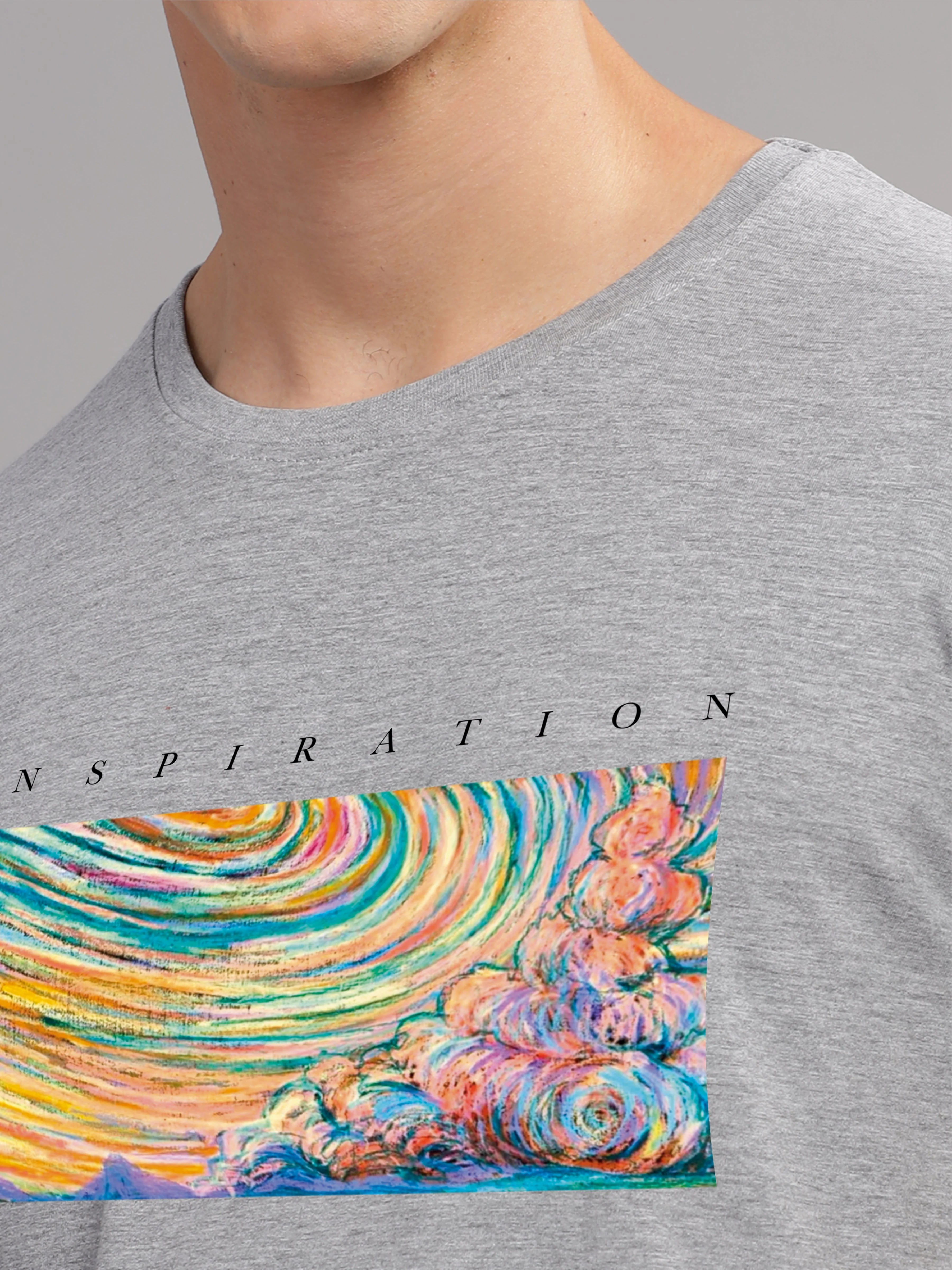 Men Grey Round Neck T Shirt - Image 3