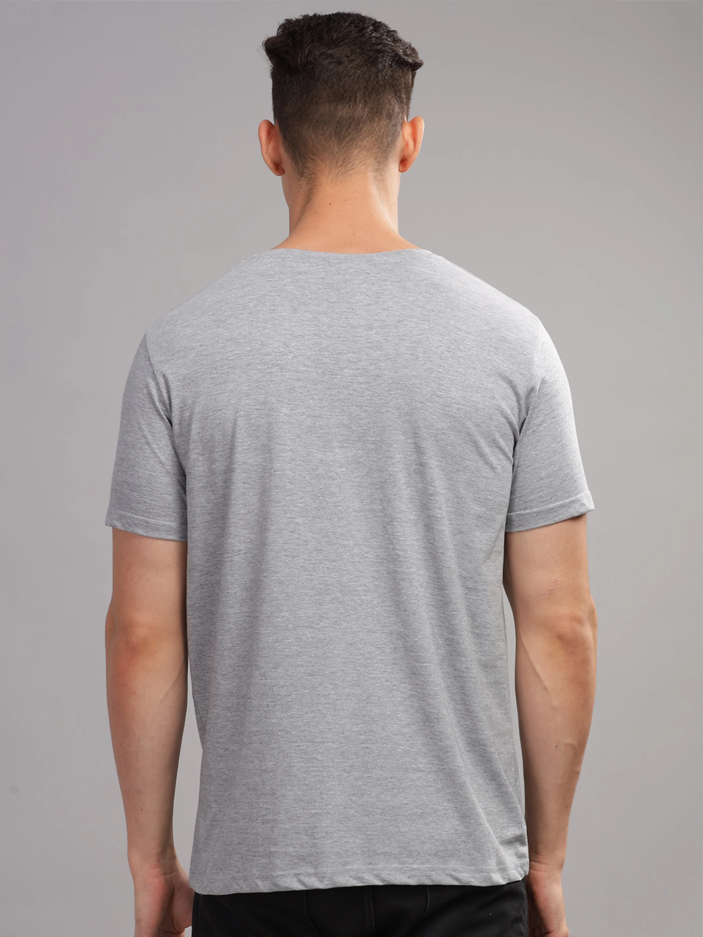Men Grey Round Neck T Shirt - Image 2