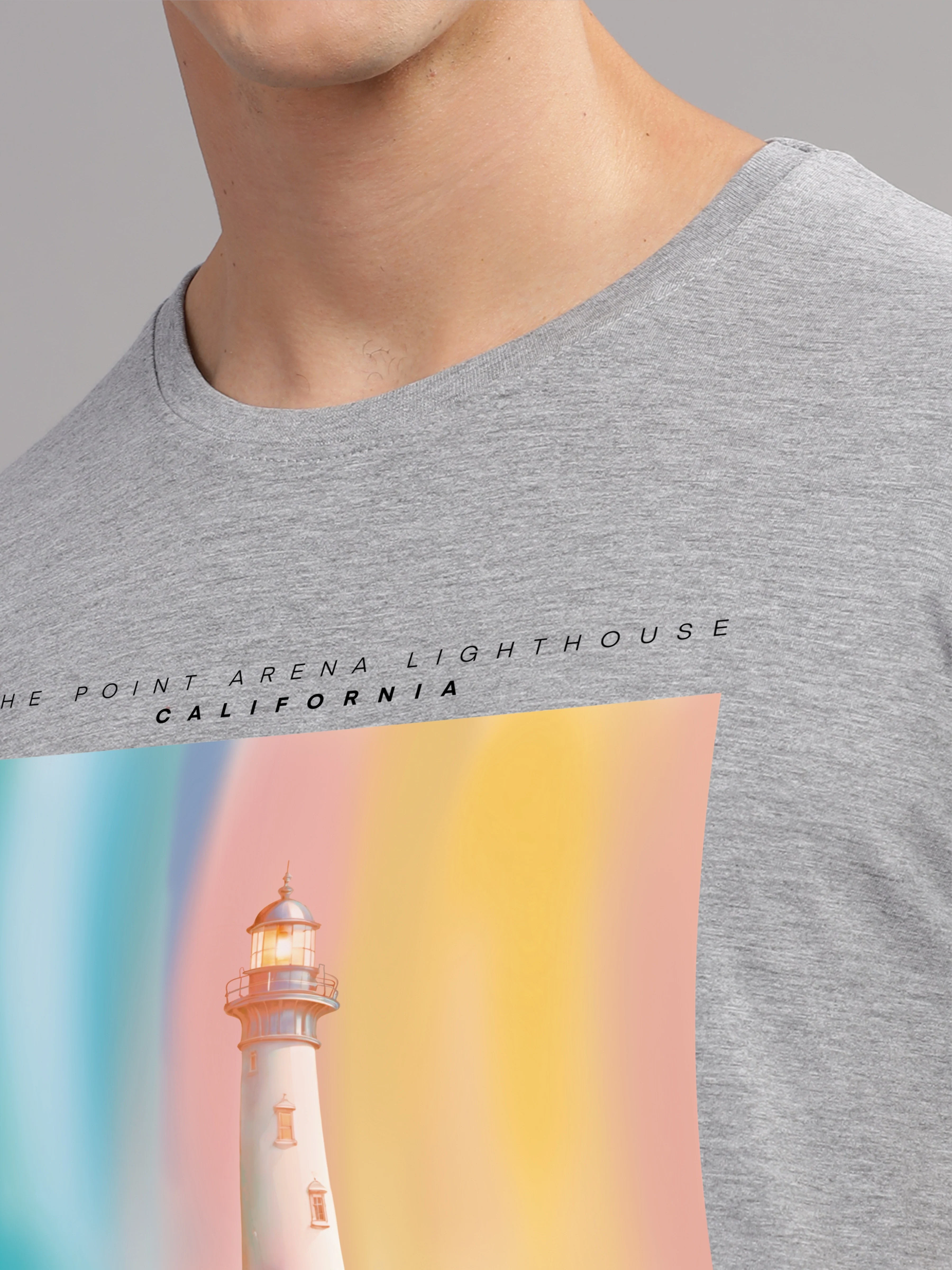 Men Grey Round Neck T Shirt - Image 3