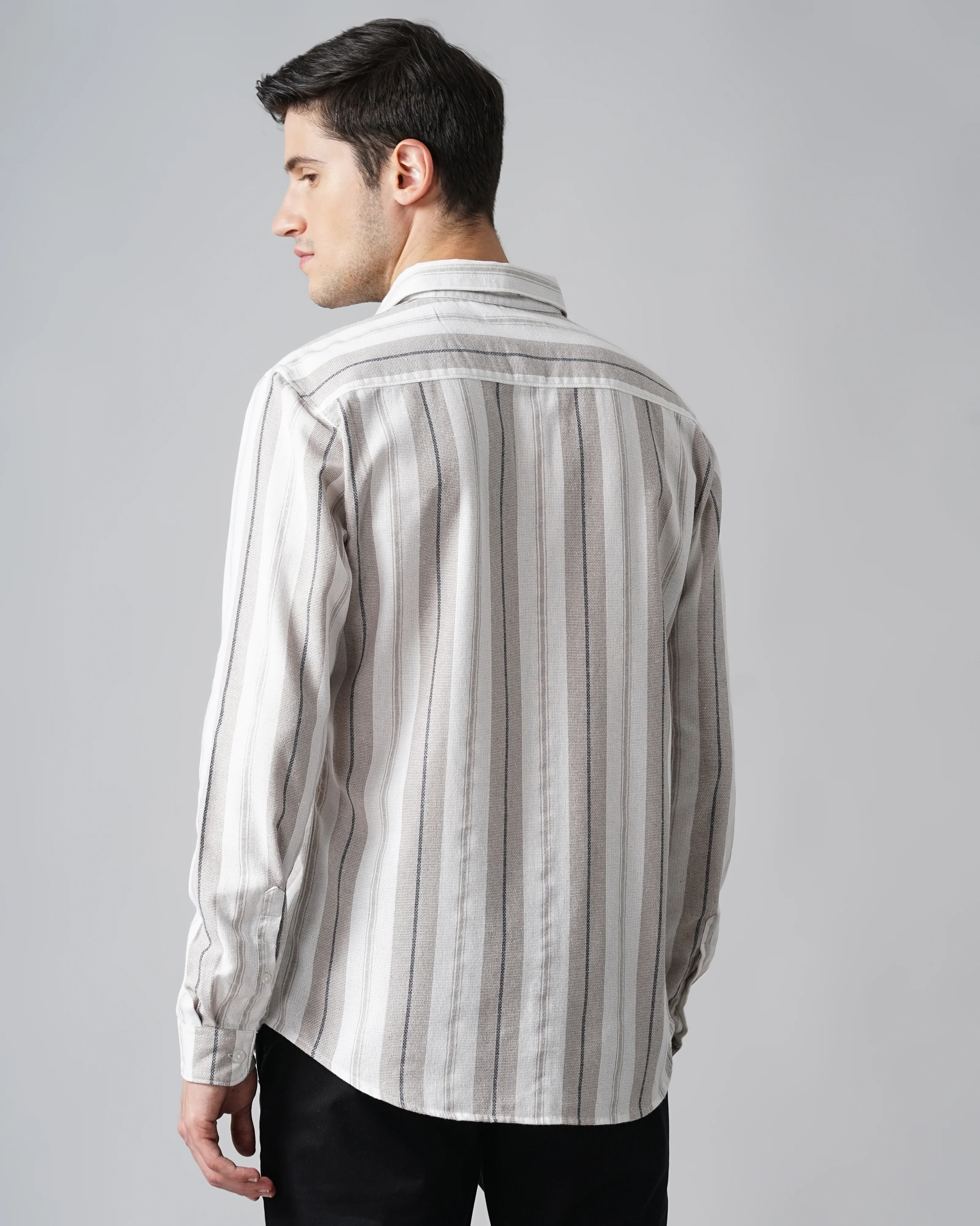 Men Grey Shirt With Patch Pocket - Image 2