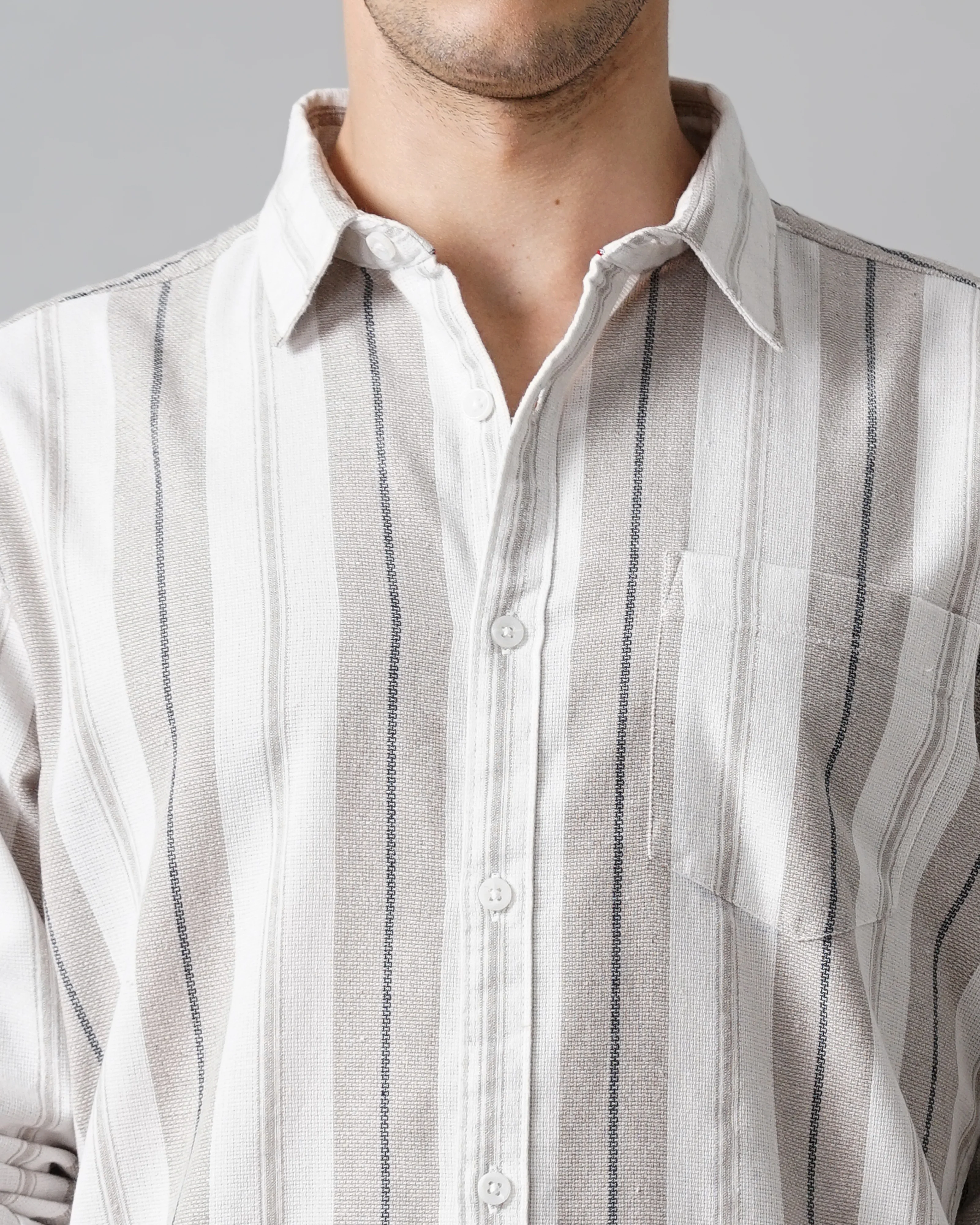 Men Grey Shirt With Patch Pocket - Image 4