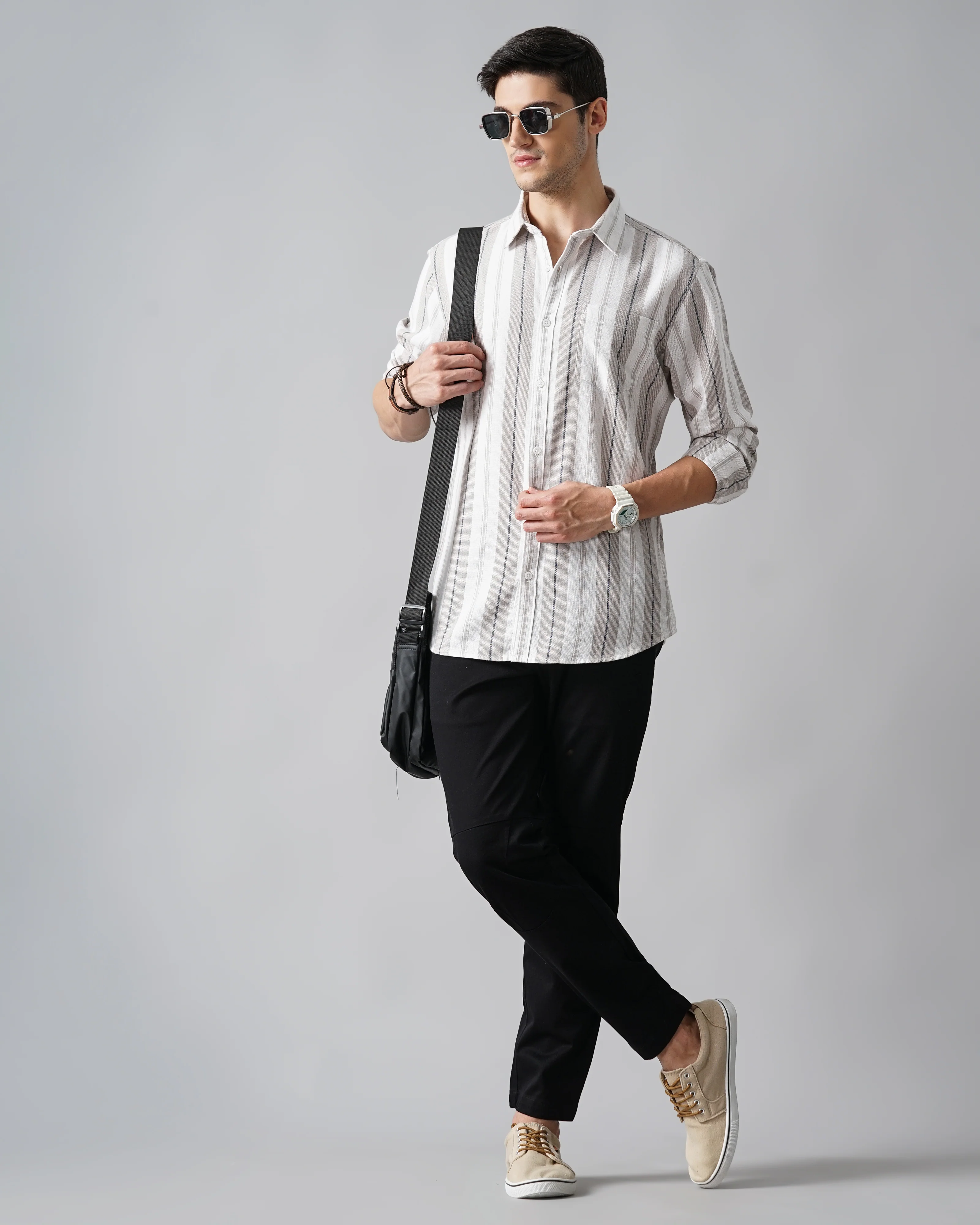 Men Grey Shirt With Patch Pocket - Image 6