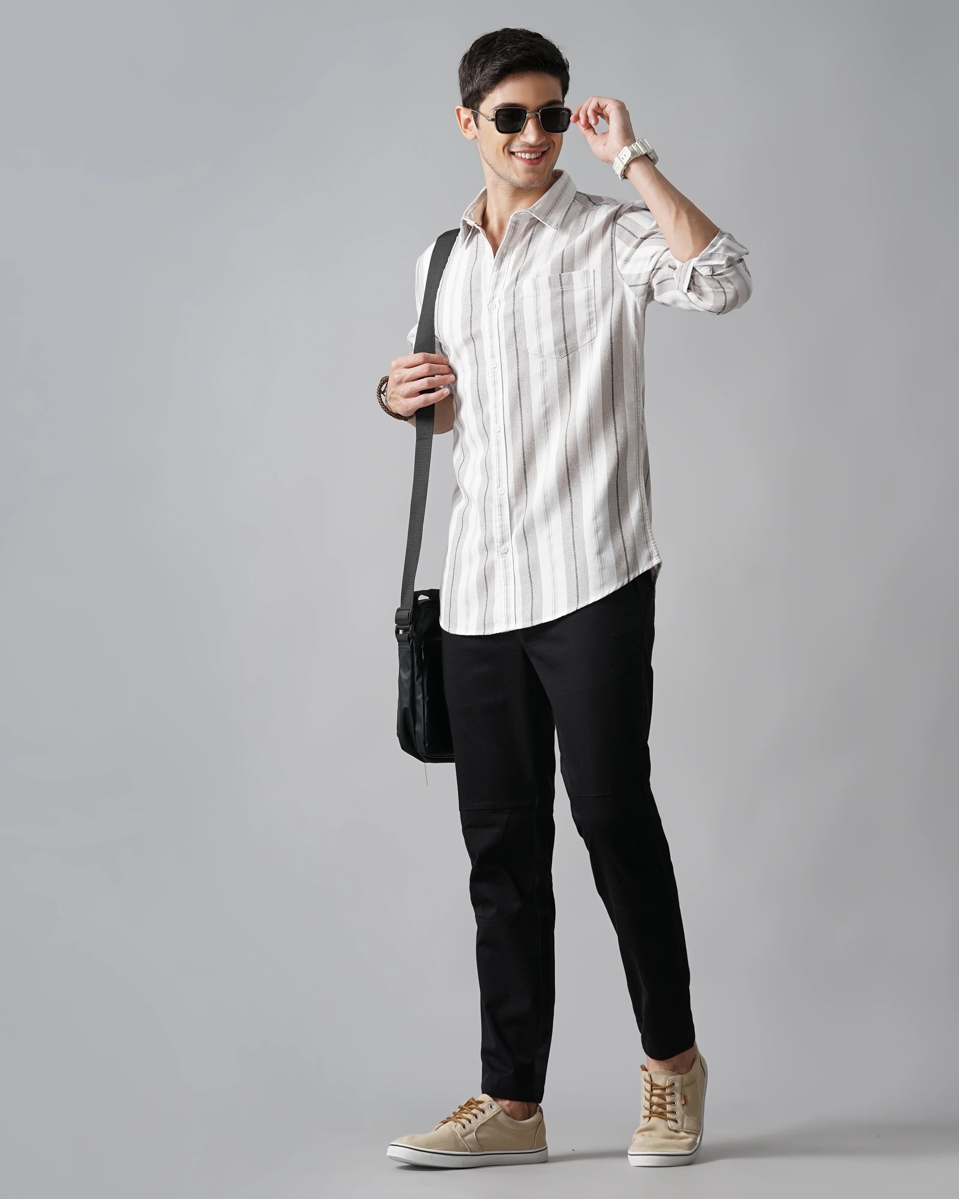 Men Grey Shirt With Patch Pocket - Image 8