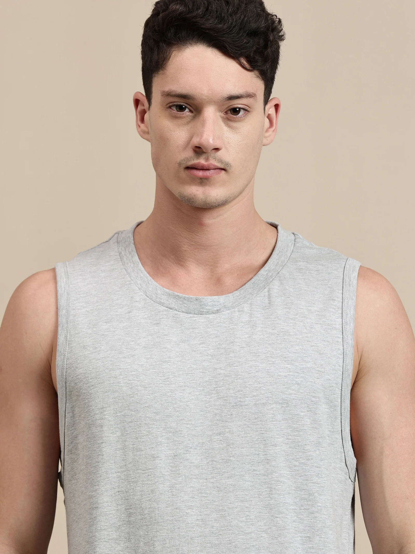 Men Grey Sleeveless T-Shirt - Image 4
