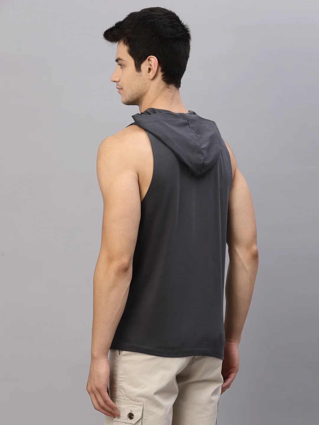 Men Grey Sleeveless T-Shirt - Image 5