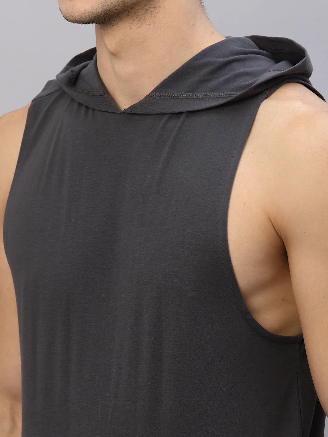 Men Grey Sleeveless T-Shirt - Image 6