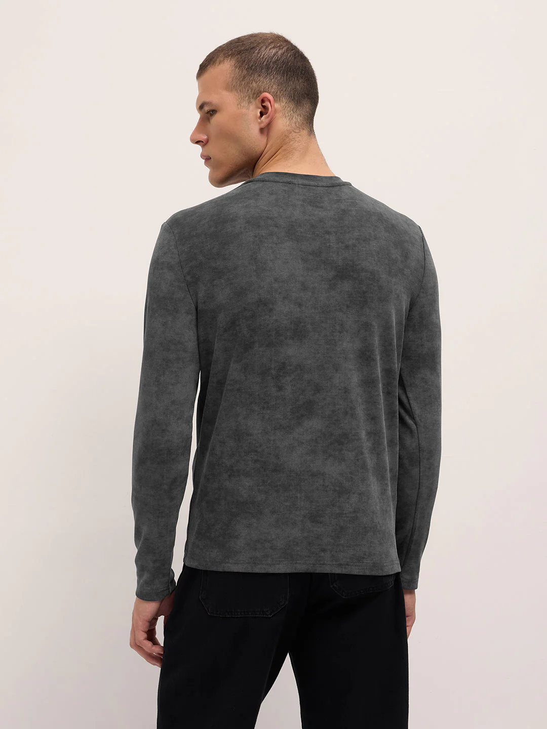 Men Grey Slim Fit Crew Neck T-Shirt - Image 2