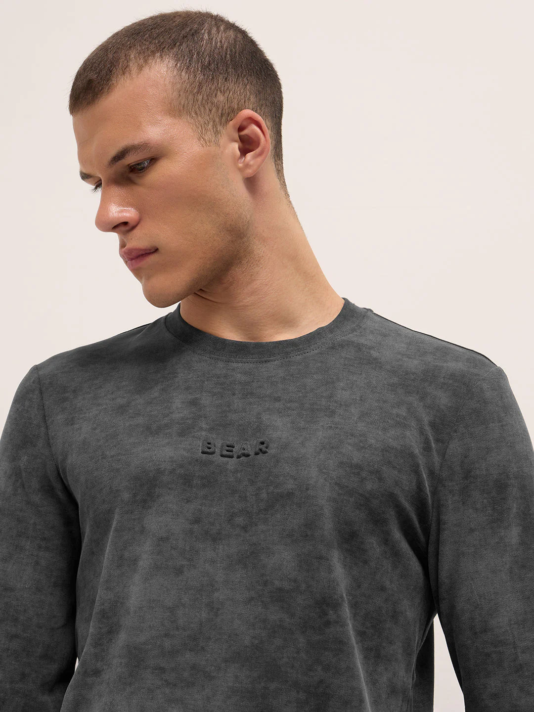 Men Grey Slim Fit Crew Neck T-Shirt - Image 5