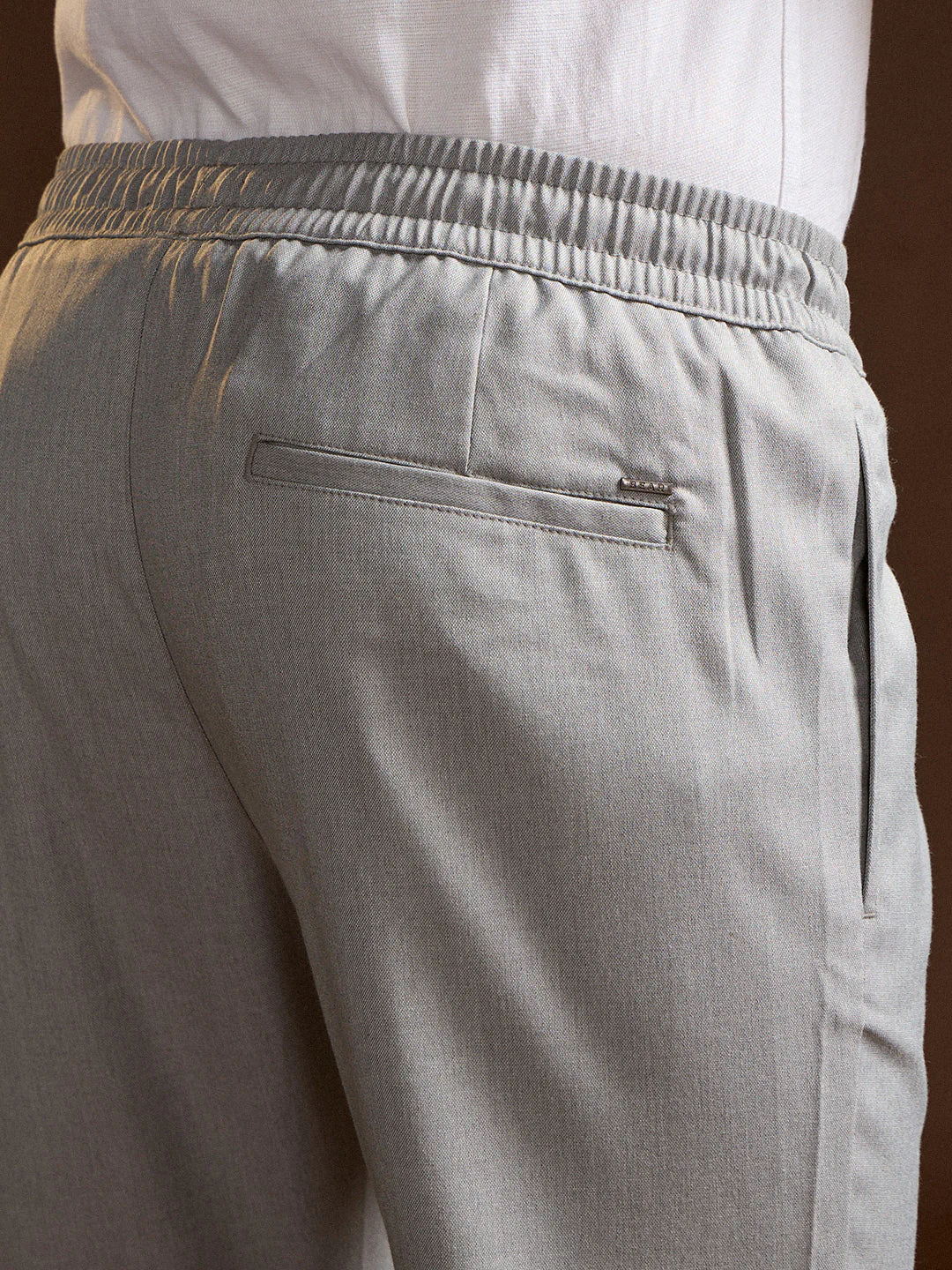 Men Grey Slim Fit Formal Trouser - Image 5