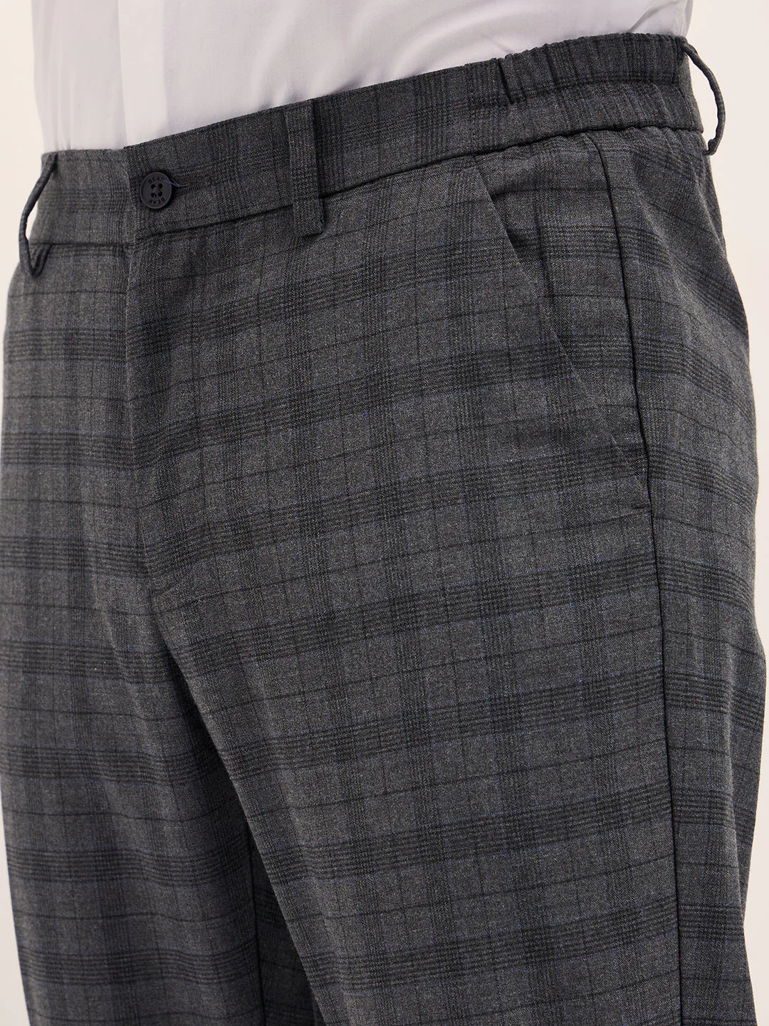 Men Grey Slim Fit Formal Trousers - Image 5
