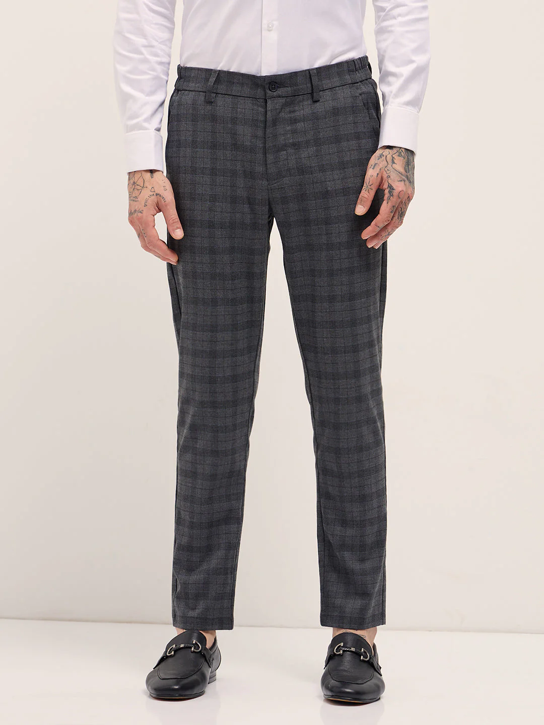 Men Grey Slim Fit Formal Trousers - Image 7