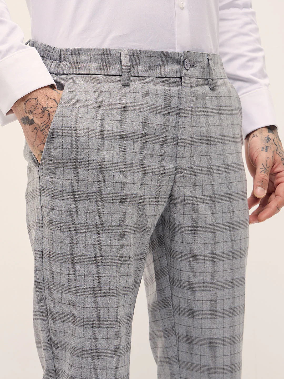 Men Grey Slim Fit Formal Trousers - Image 5