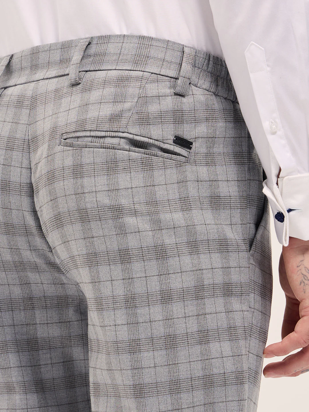 Men Grey Slim Fit Formal Trousers - Image 6