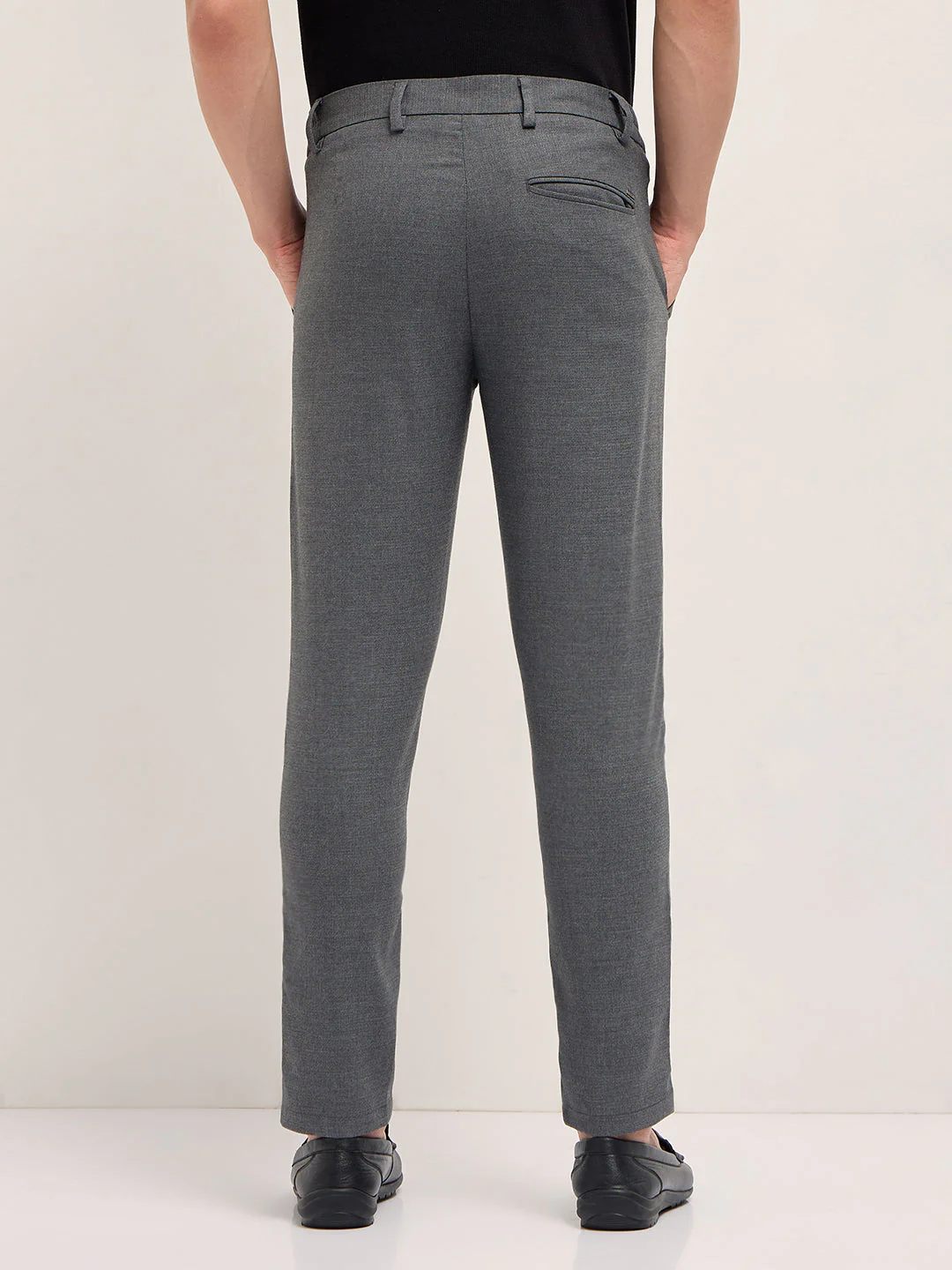 Men Grey Slim Fit Formal Trousers - Image 2