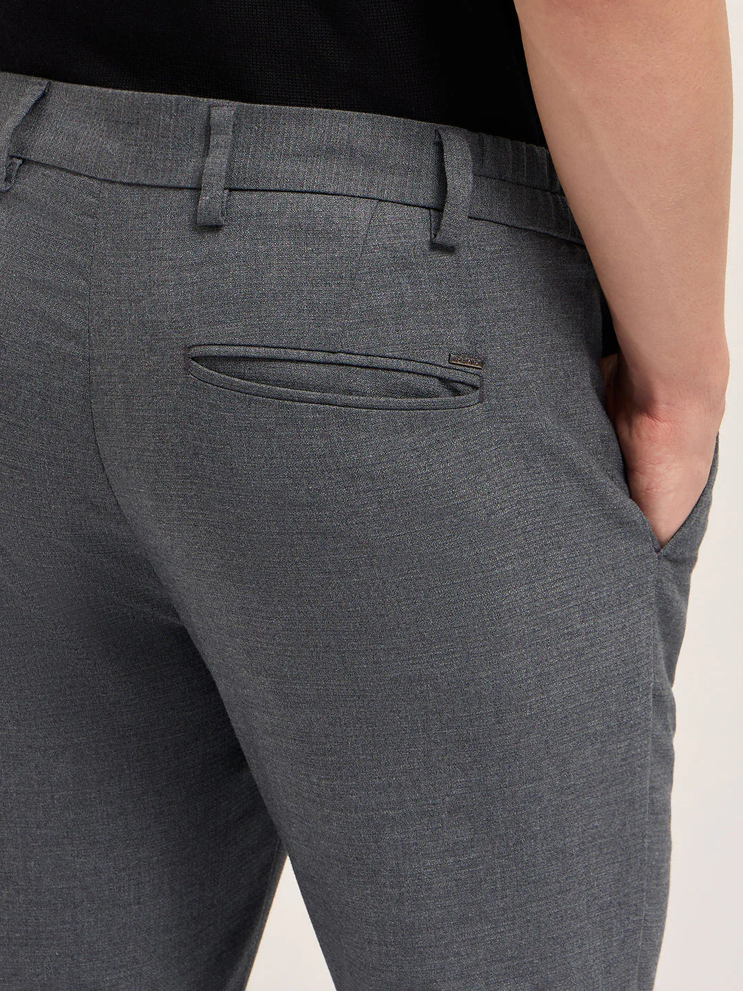 Men Grey Slim Fit Formal Trousers - Image 6