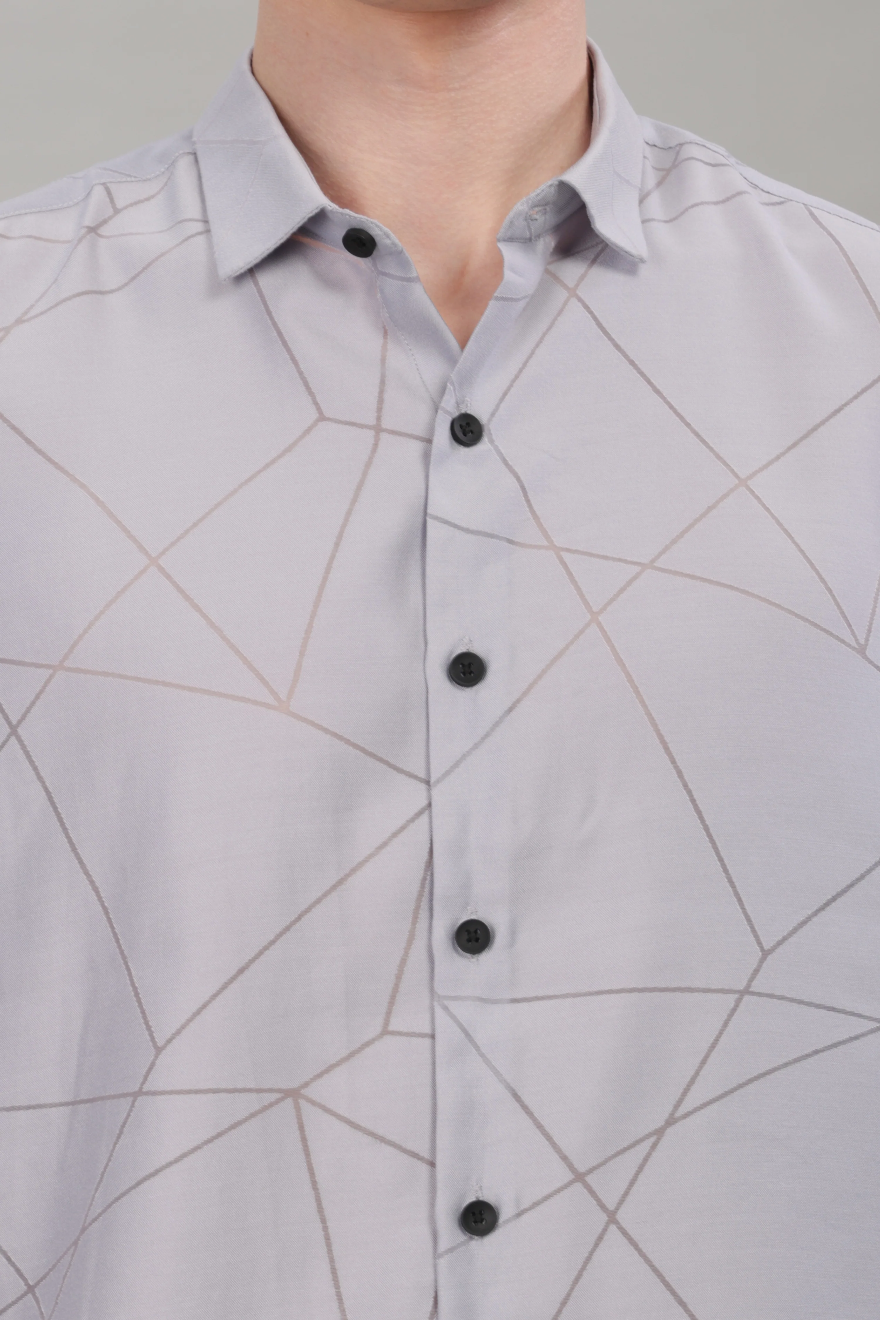 Men Grey Slim Fit Shirt - Image 6
