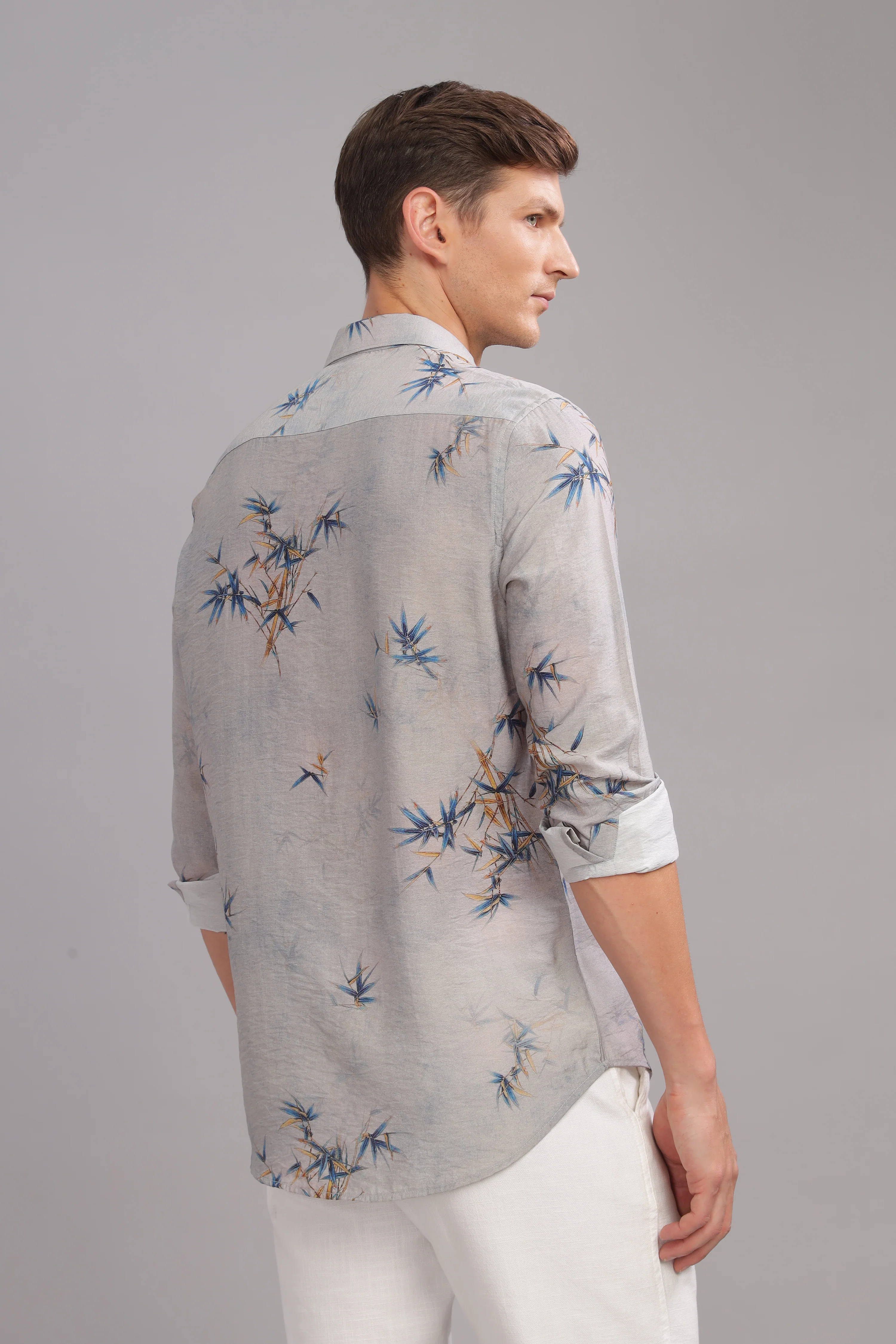 Men Grey Slim Fit Shirt - Image 4