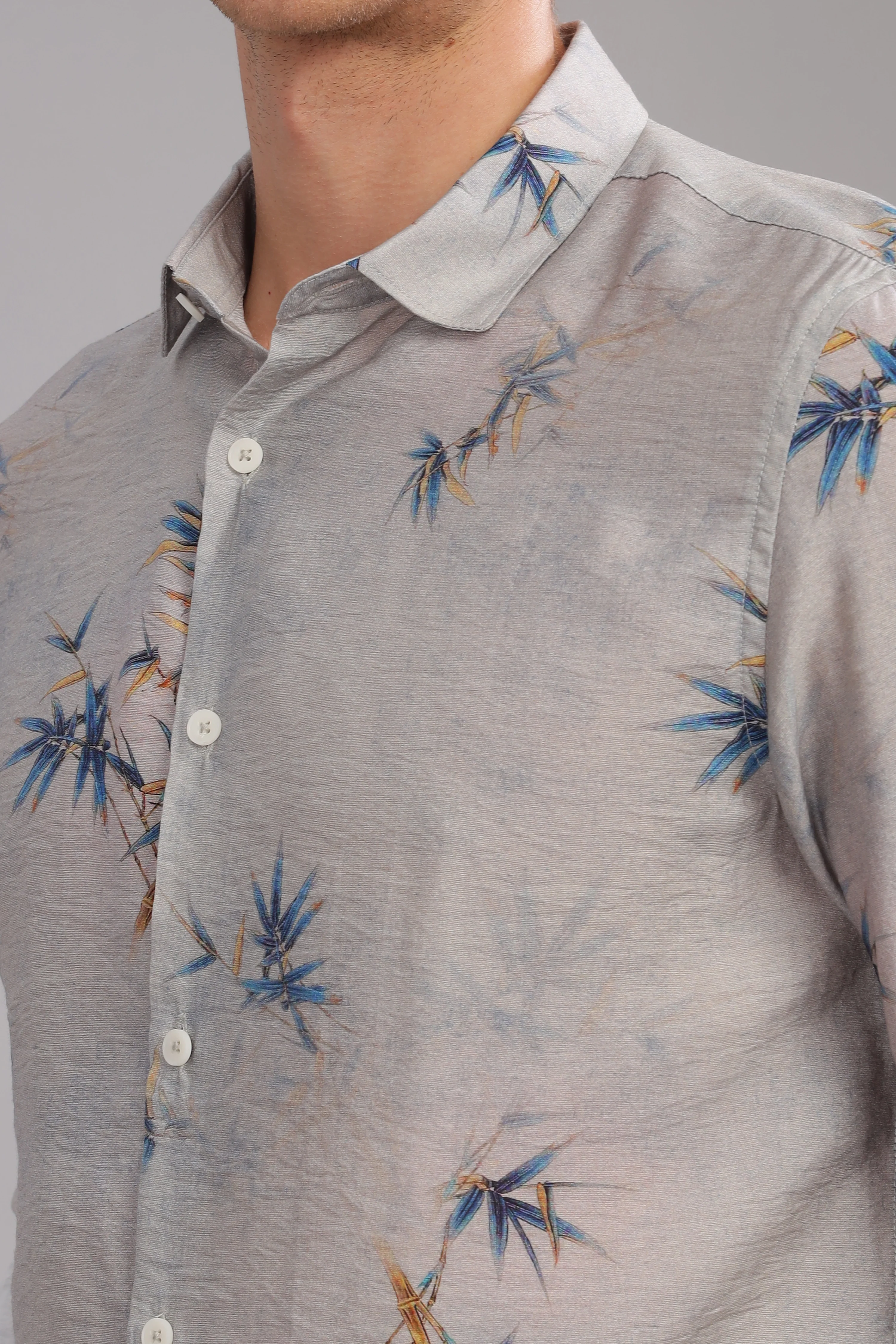 Men Grey Slim Fit Shirt - Image 6