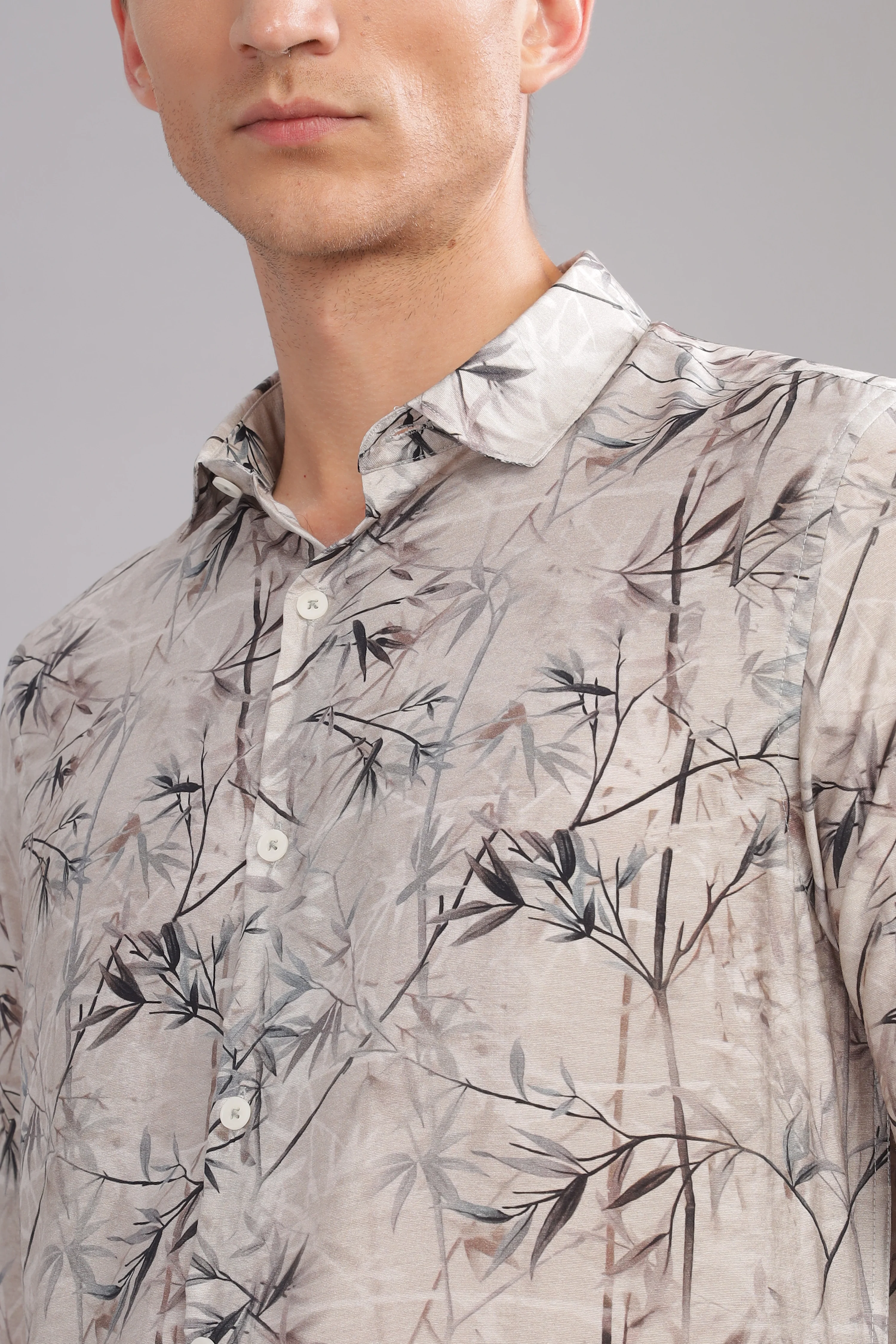 Men Grey Slim Fit Shirt - Image 6