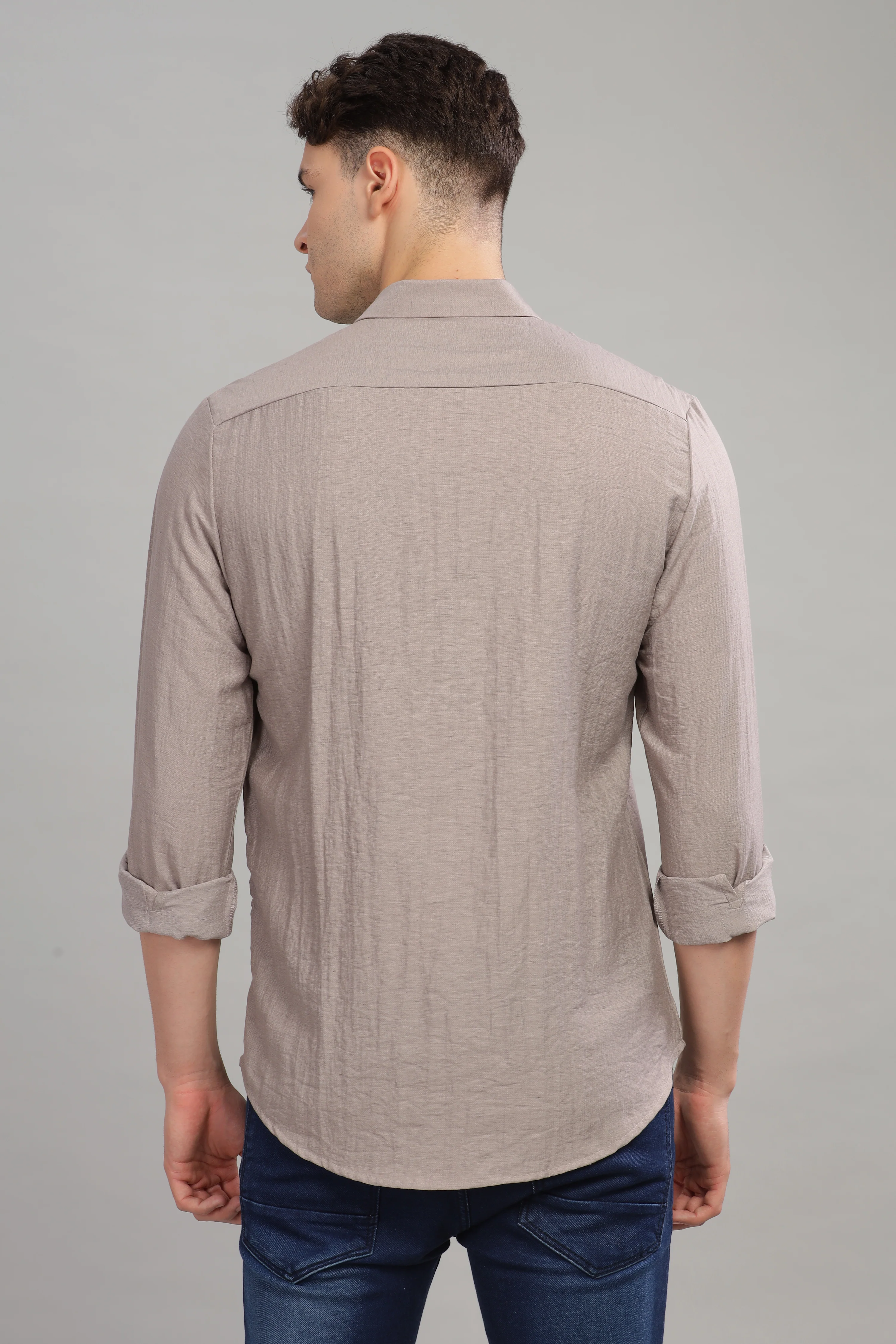 Men Grey Slim Fit Shirt - Image 4
