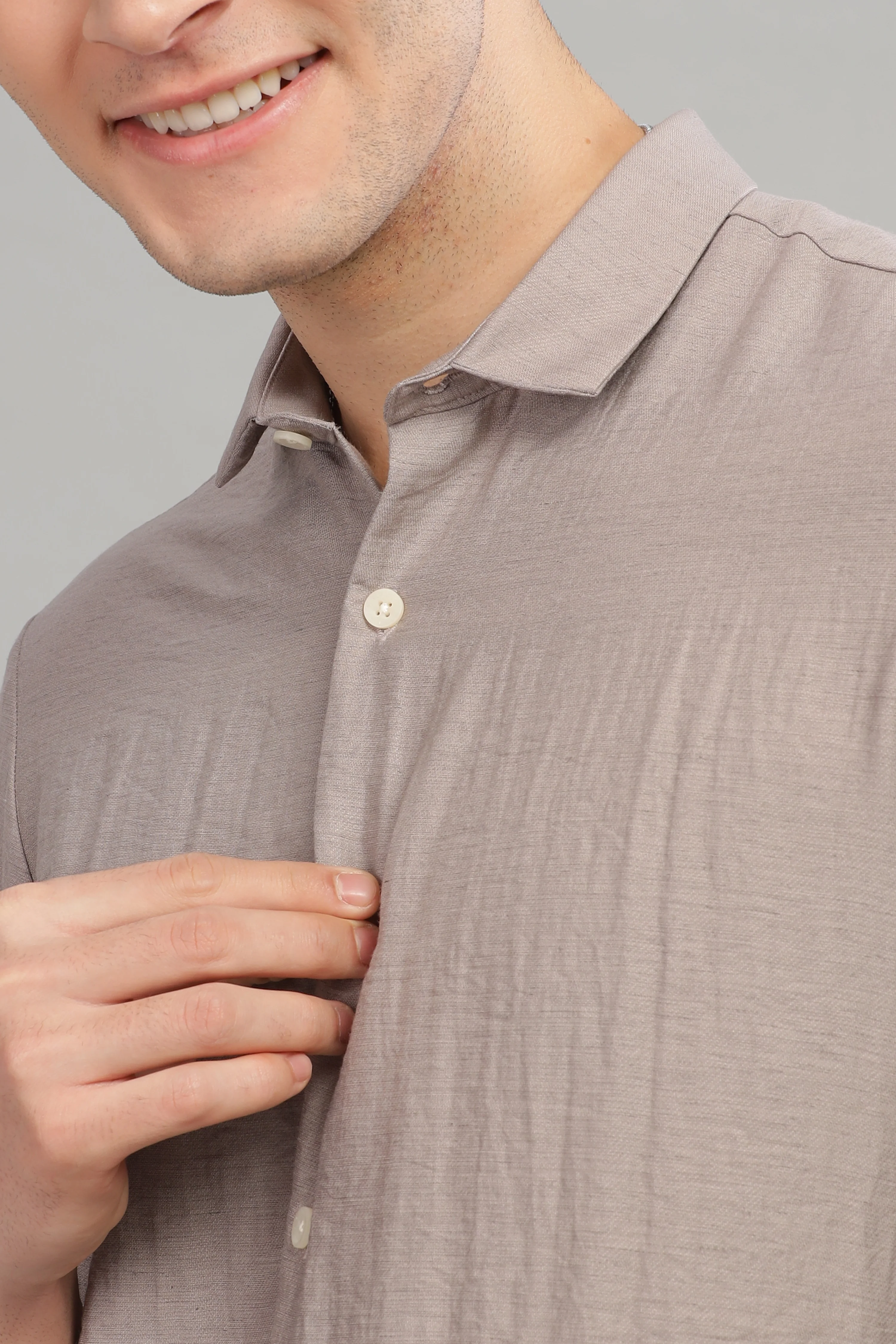Men Grey Slim Fit Shirt - Image 6