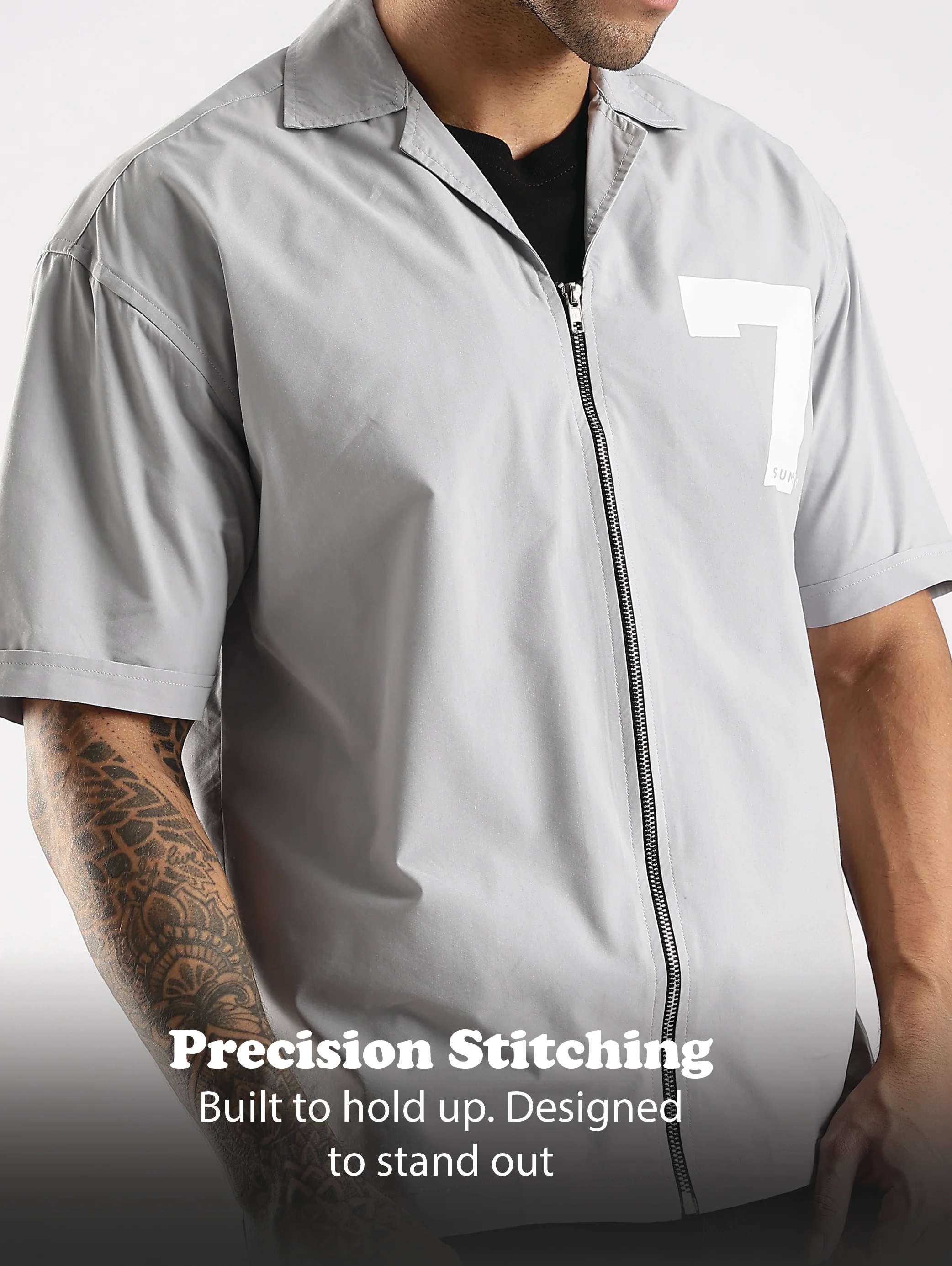 Men Grey Slim Fit Shirt - Image 10