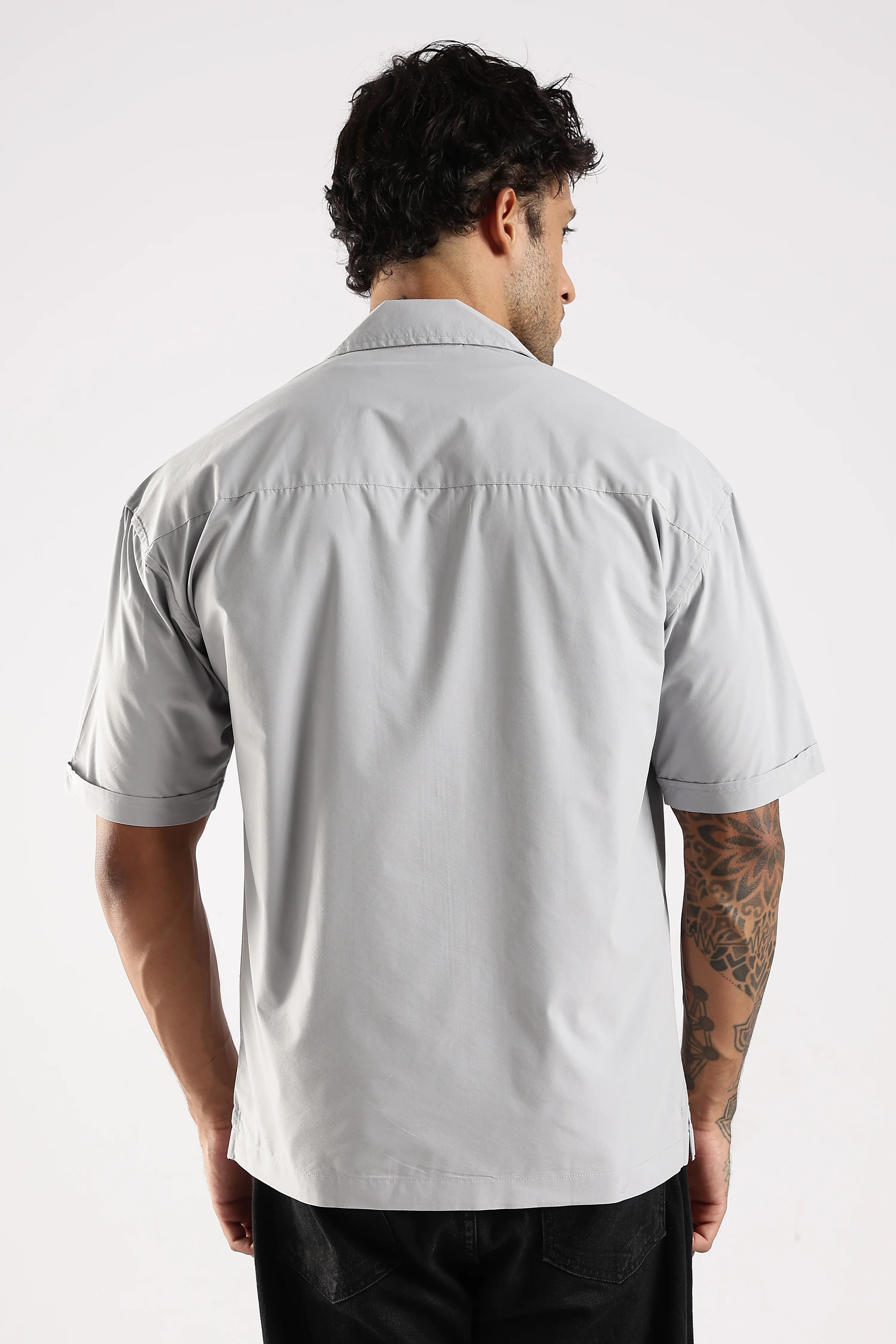 Men Grey Slim Fit Shirt - Image 2