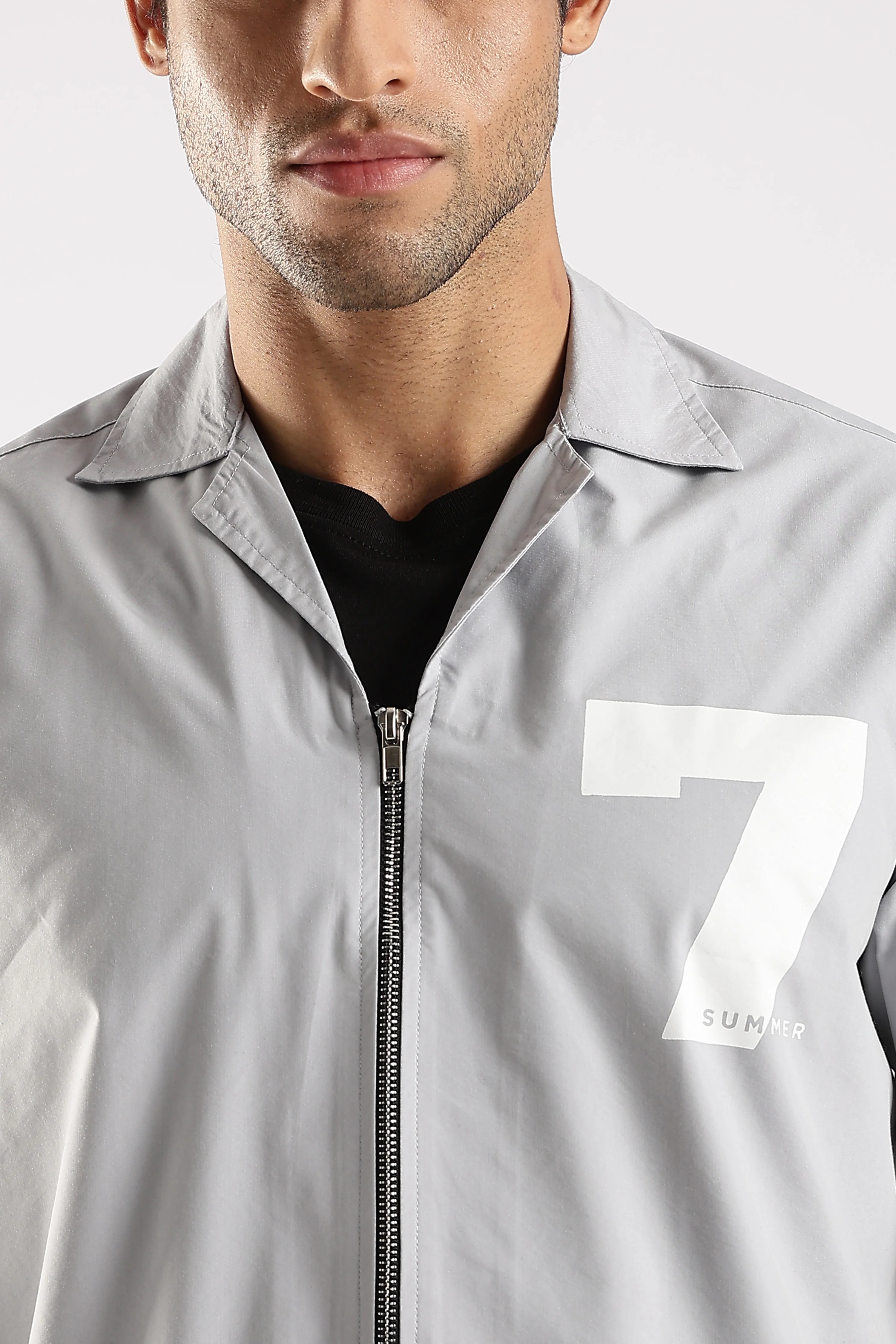 Men Grey Slim Fit Shirt - Image 4