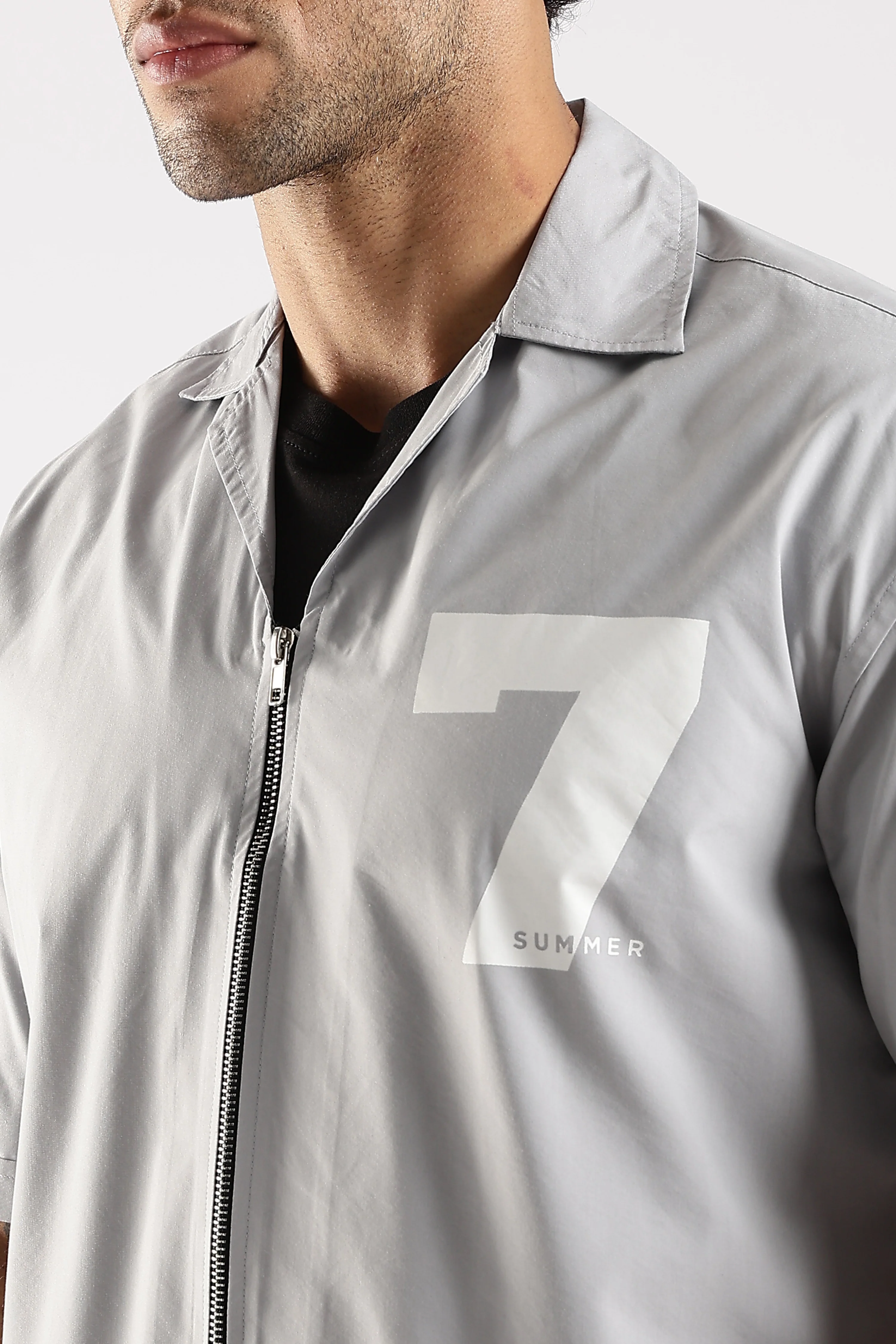 Men Grey Slim Fit Shirt - Image 5
