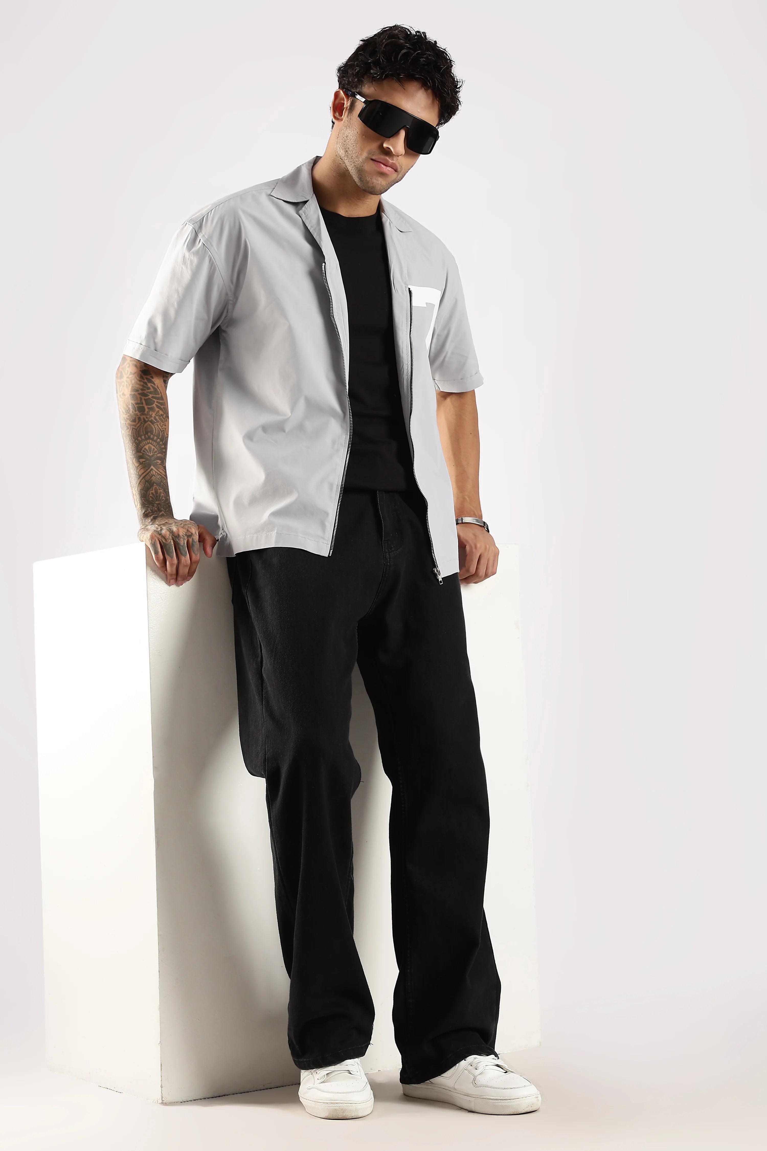 Men Grey Slim Fit Shirt - Image 6