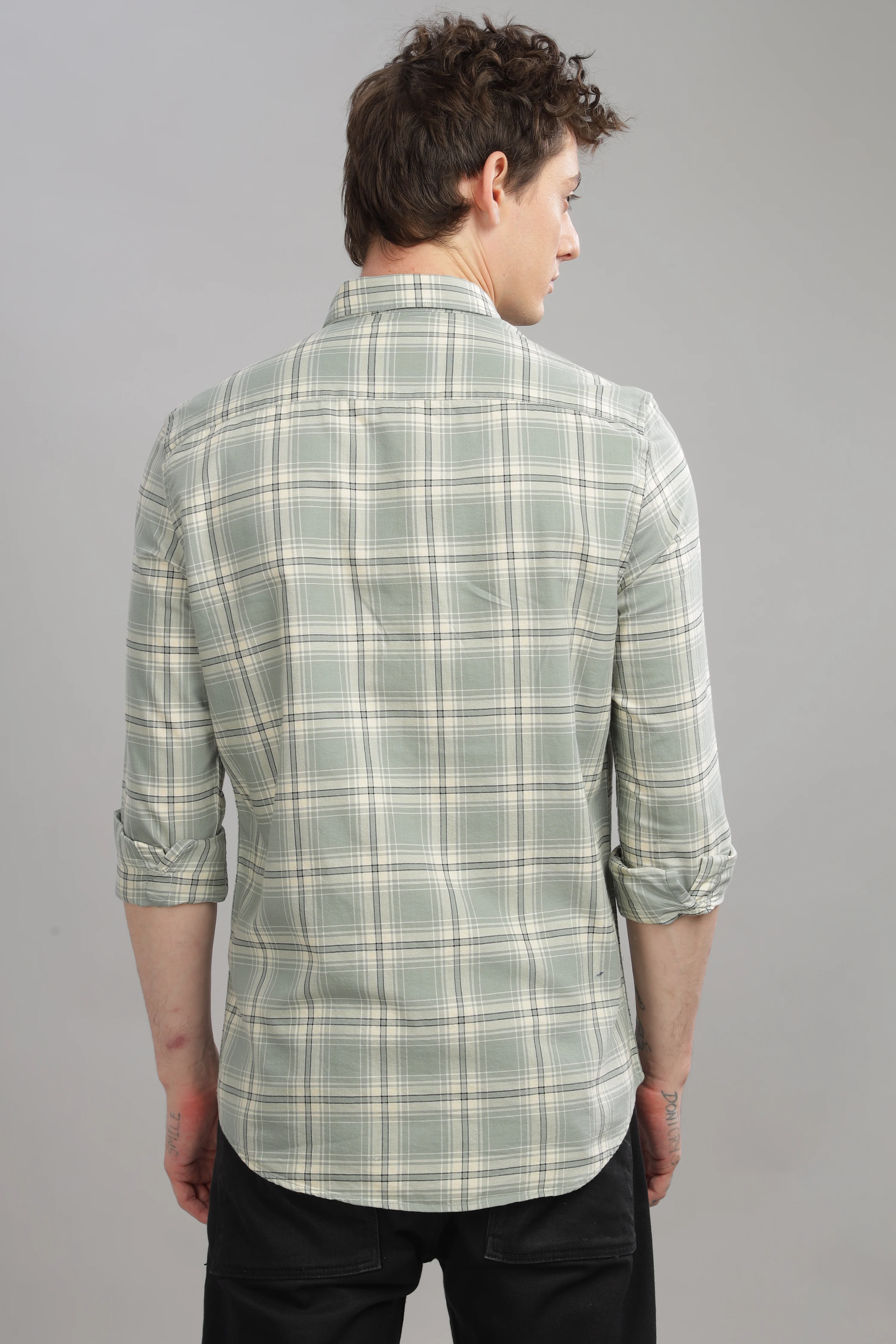 Men Grey Slim Fit Shirt - Image 2