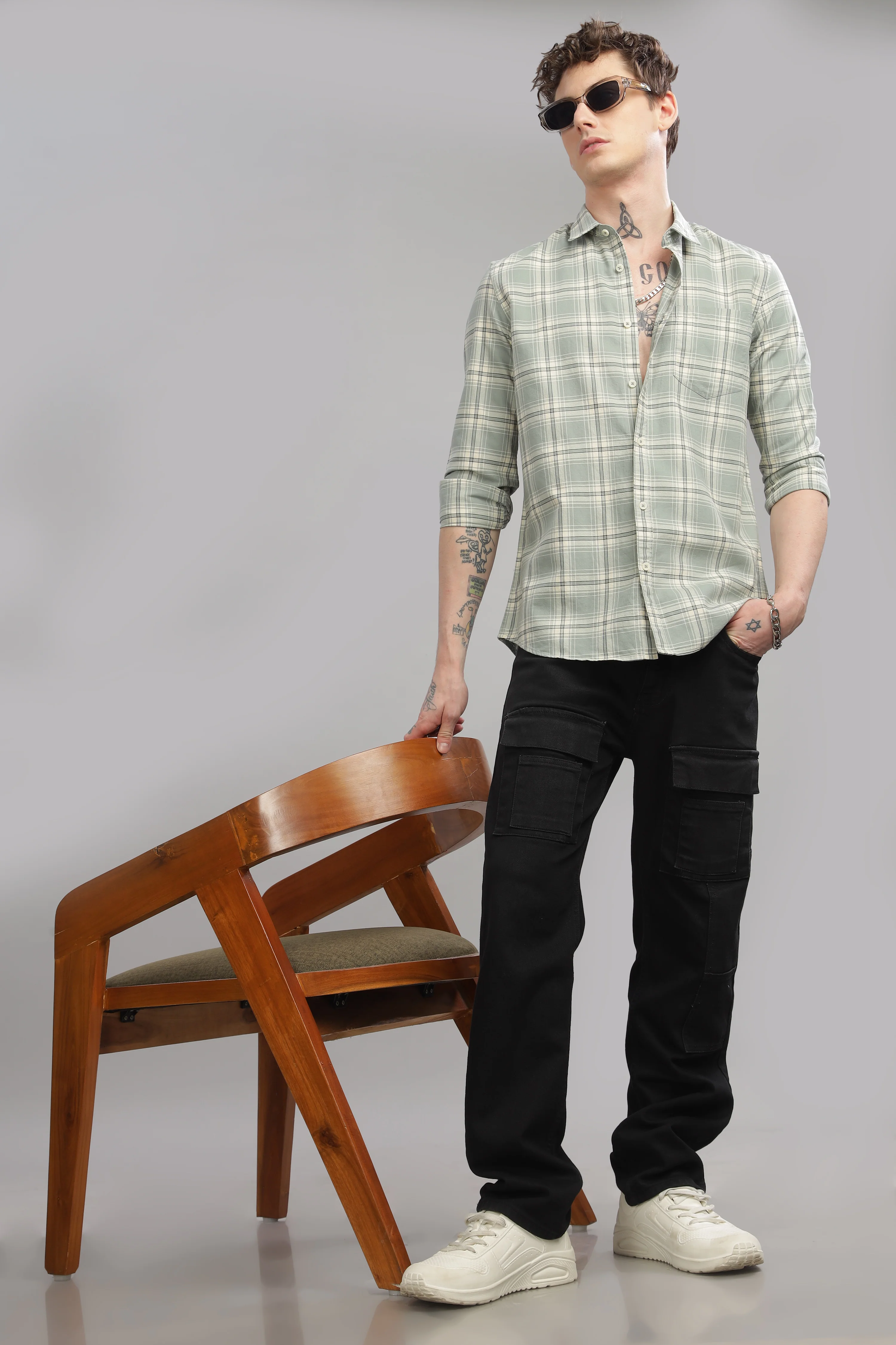 Men Grey Slim Fit Shirt - Image 5