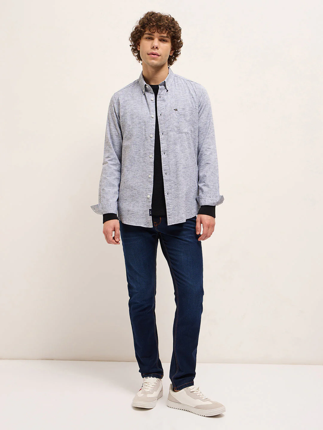 Men Grey Slim Fit Solid Casual Shirt - Image 4