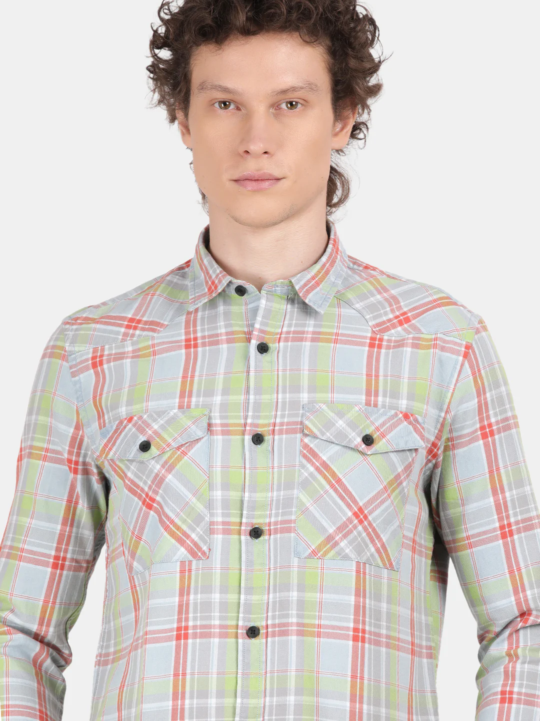 Men Grey Slim Fit Spread Collar Full Sleeve Casual Shirt - Image 2