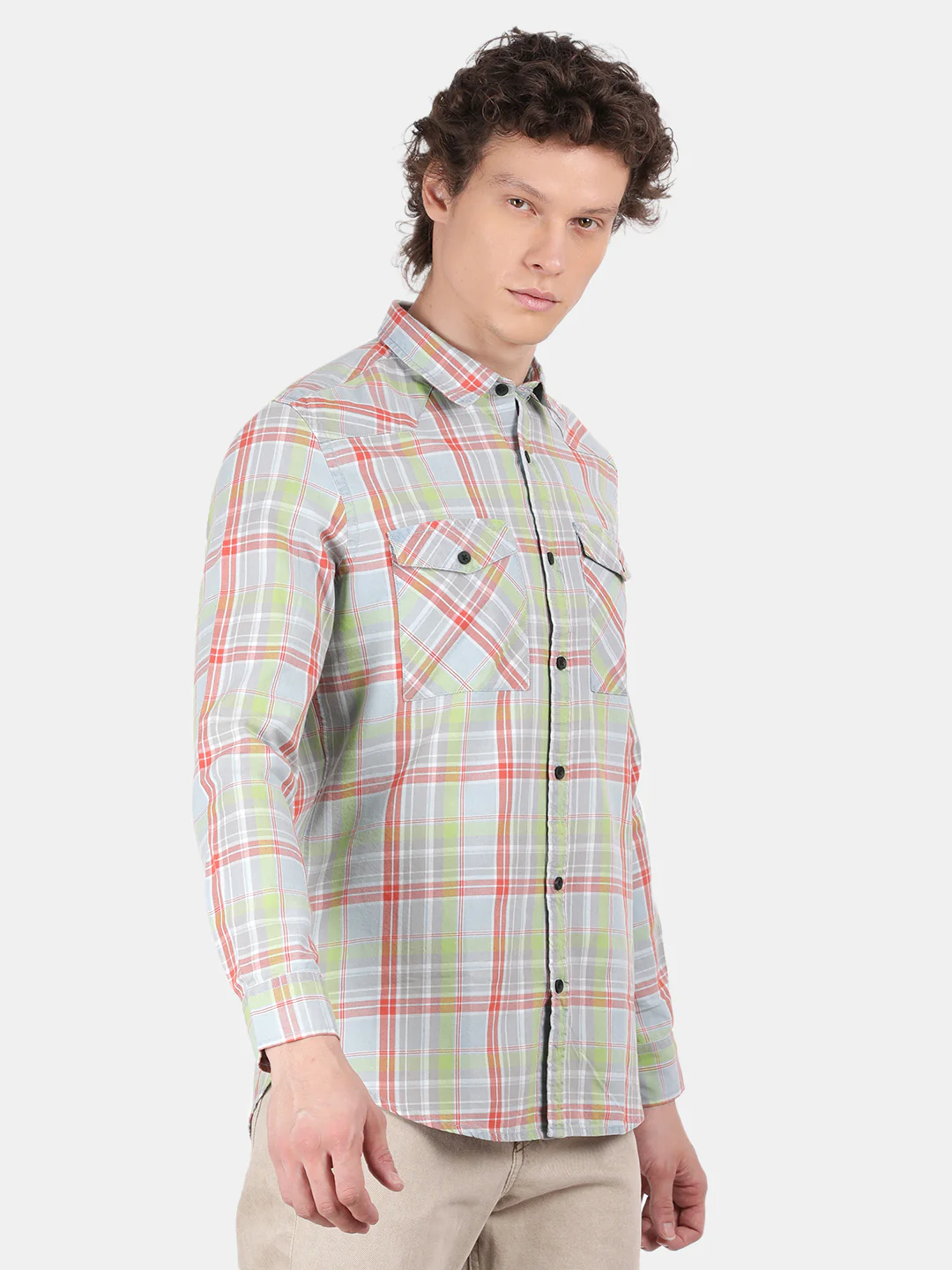 Men Grey Slim Fit Spread Collar Full Sleeve Casual Shirt - Image 4