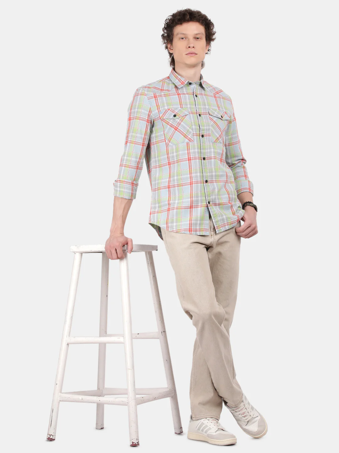 Men Grey Slim Fit Spread Collar Full Sleeve Casual Shirt - Image 5