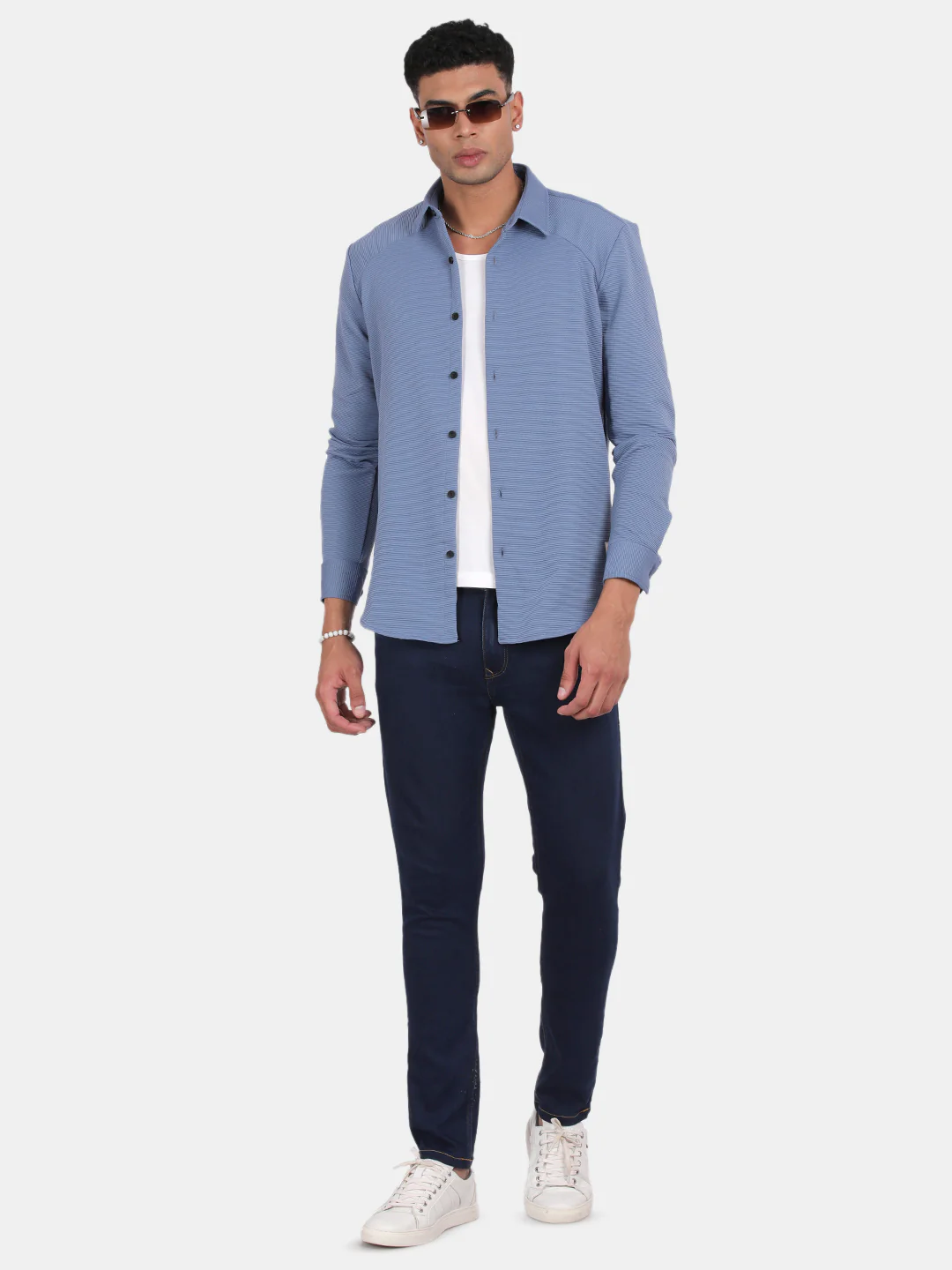 Men Grey Slim Fit Spread Collar Full Sleeve Casual Shirt - Image 3