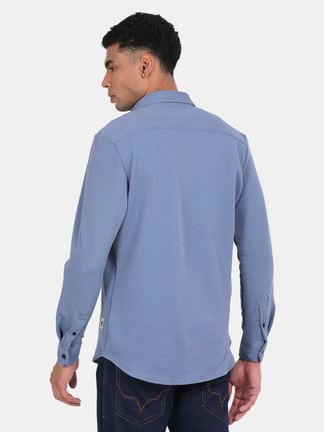 Men Grey Slim Fit Spread Collar Full Sleeve Casual Shirt - Image 4