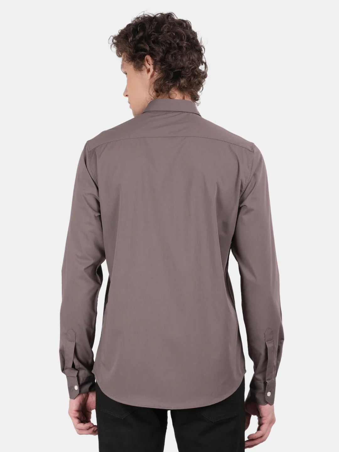 Men Grey Slim Fit Spread Collar Full Sleeve Casual Shirt - Image 3